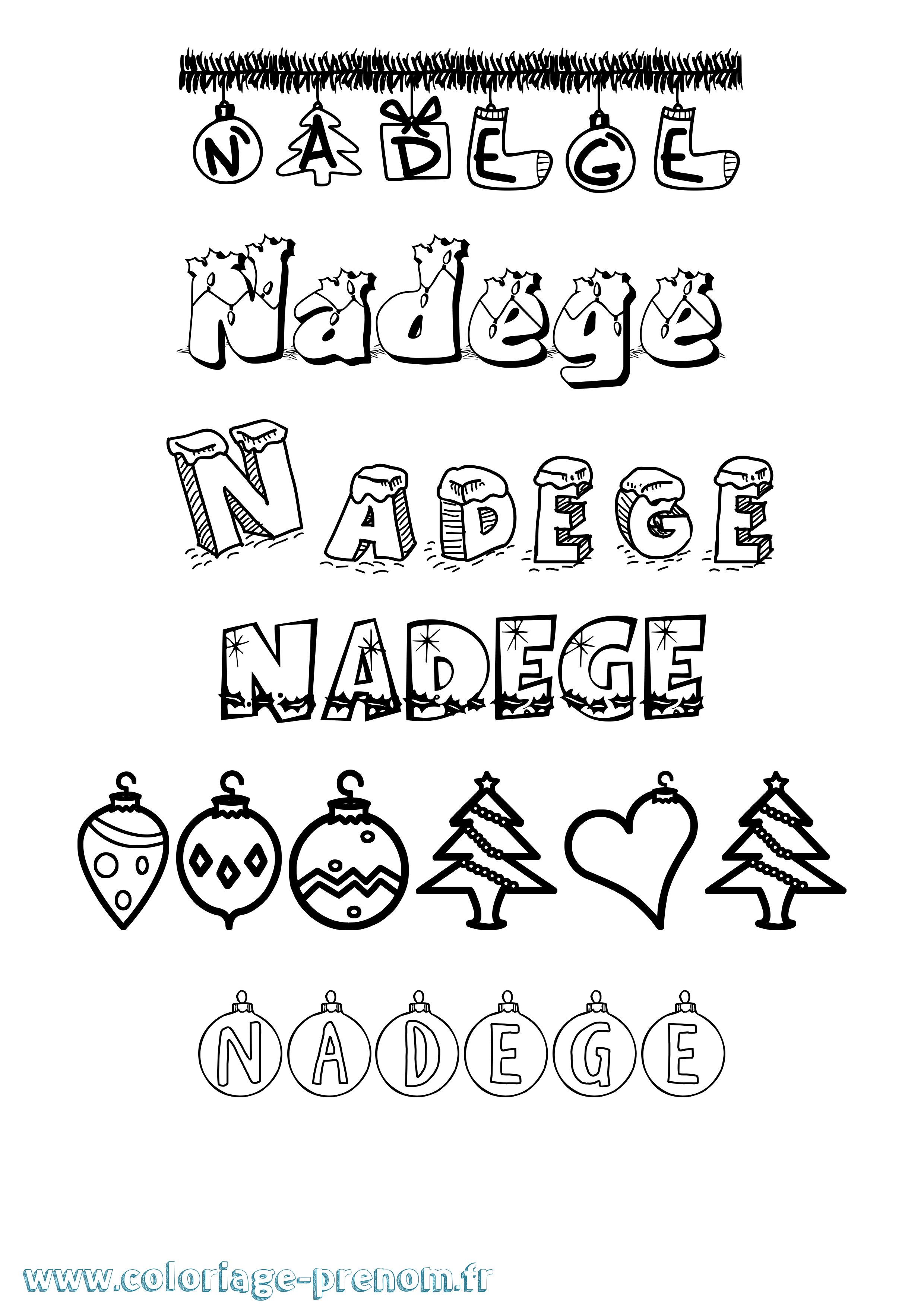 Coloriage Nadege Noël Coloriage prénom Nadege Noël