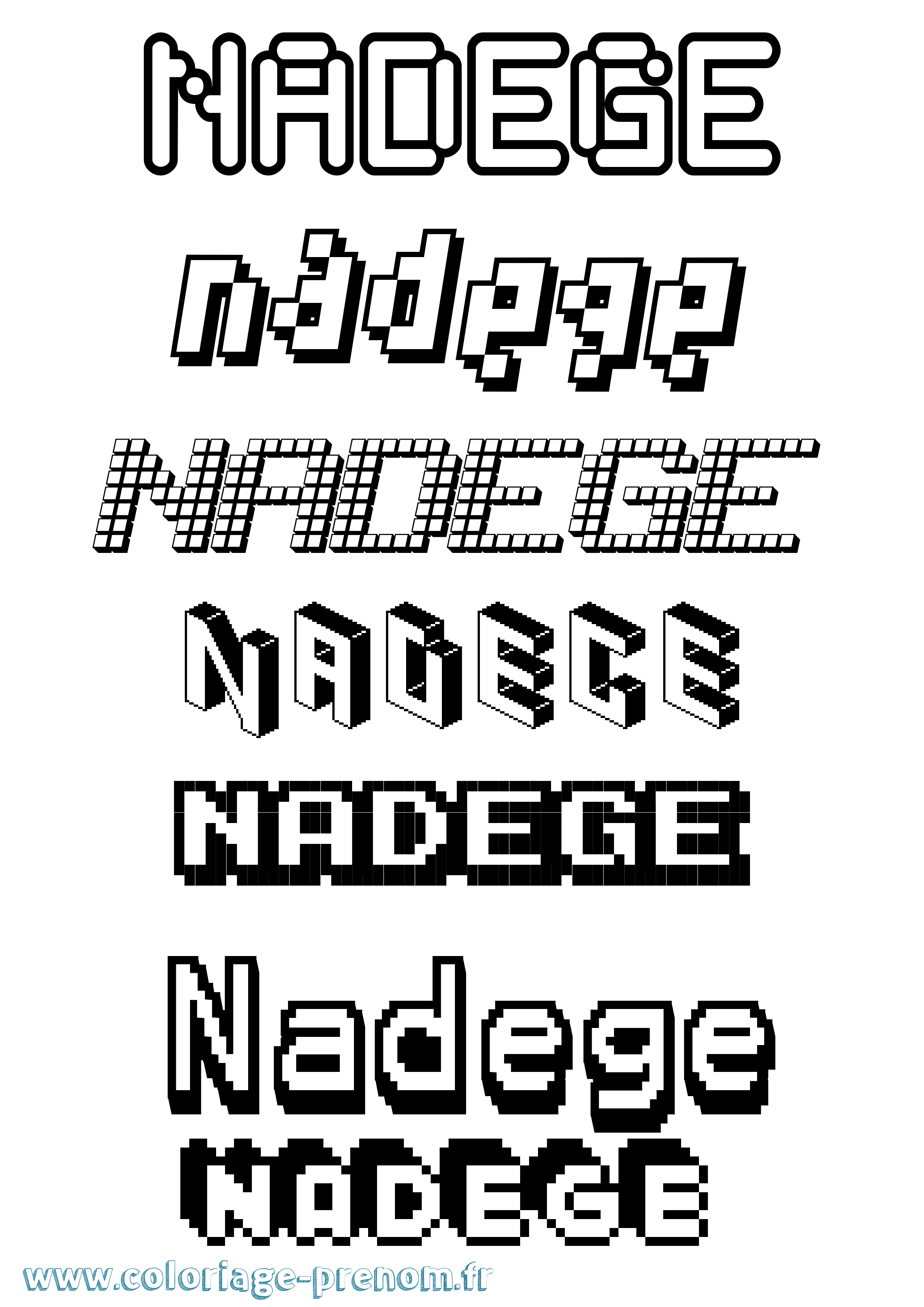 Coloriage Nadege Pixel Coloriage prénom Nadege Pixel
