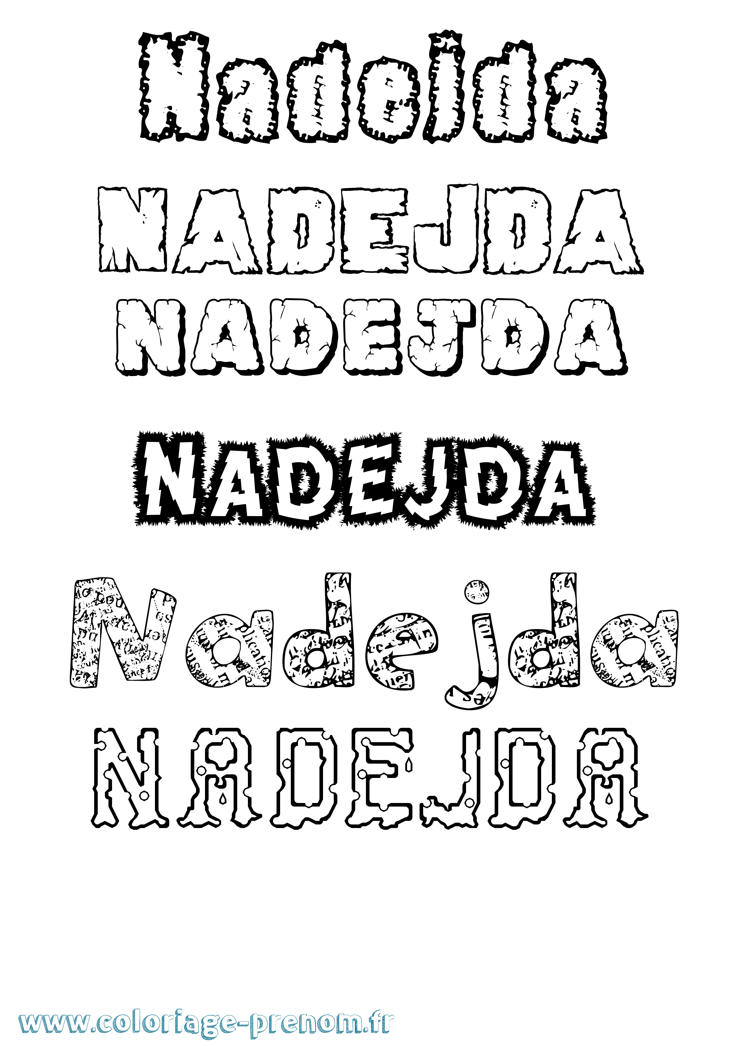 Coloriage prénom Nadejda Destructuré