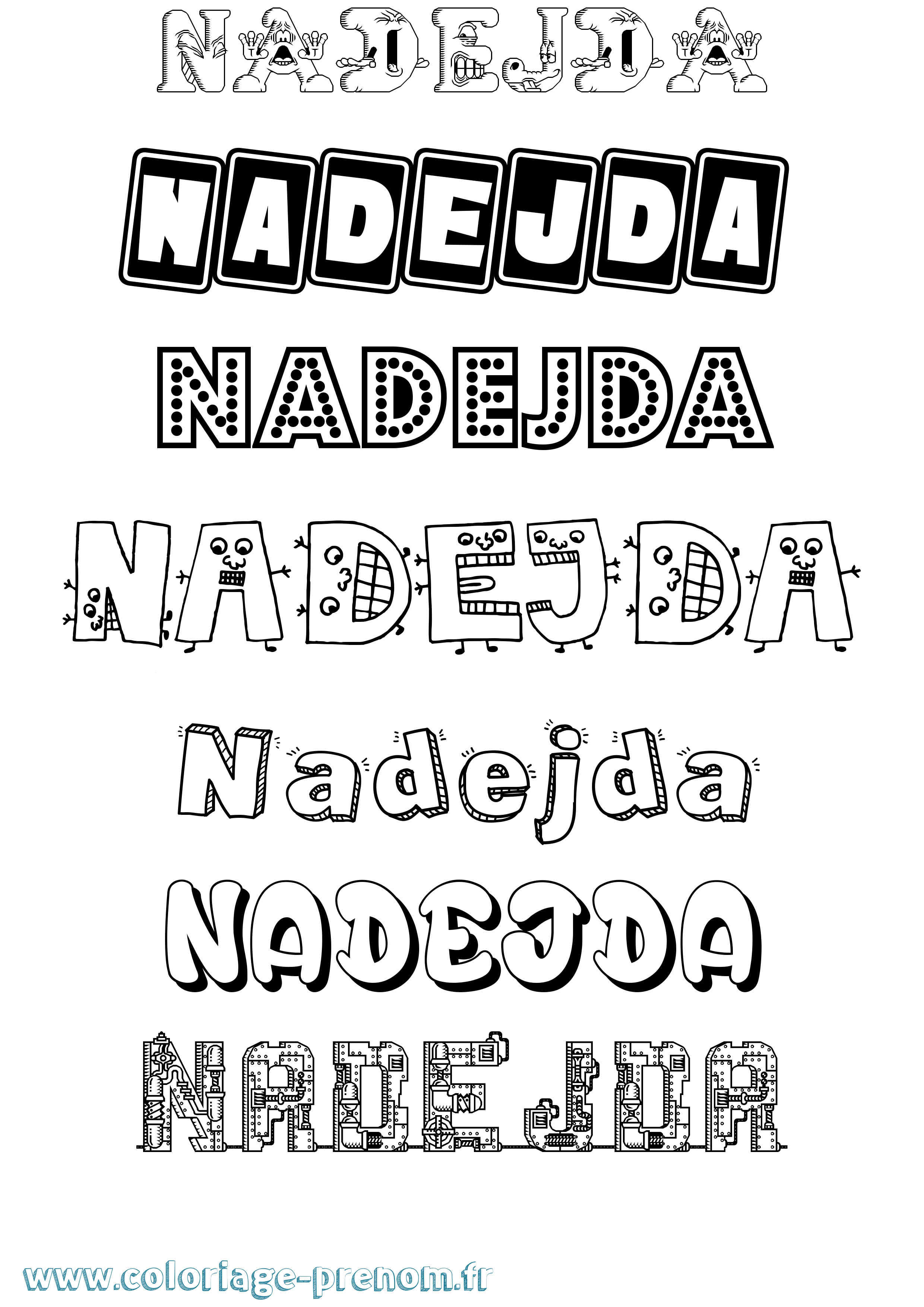 Coloriage prénom Nadejda Fun