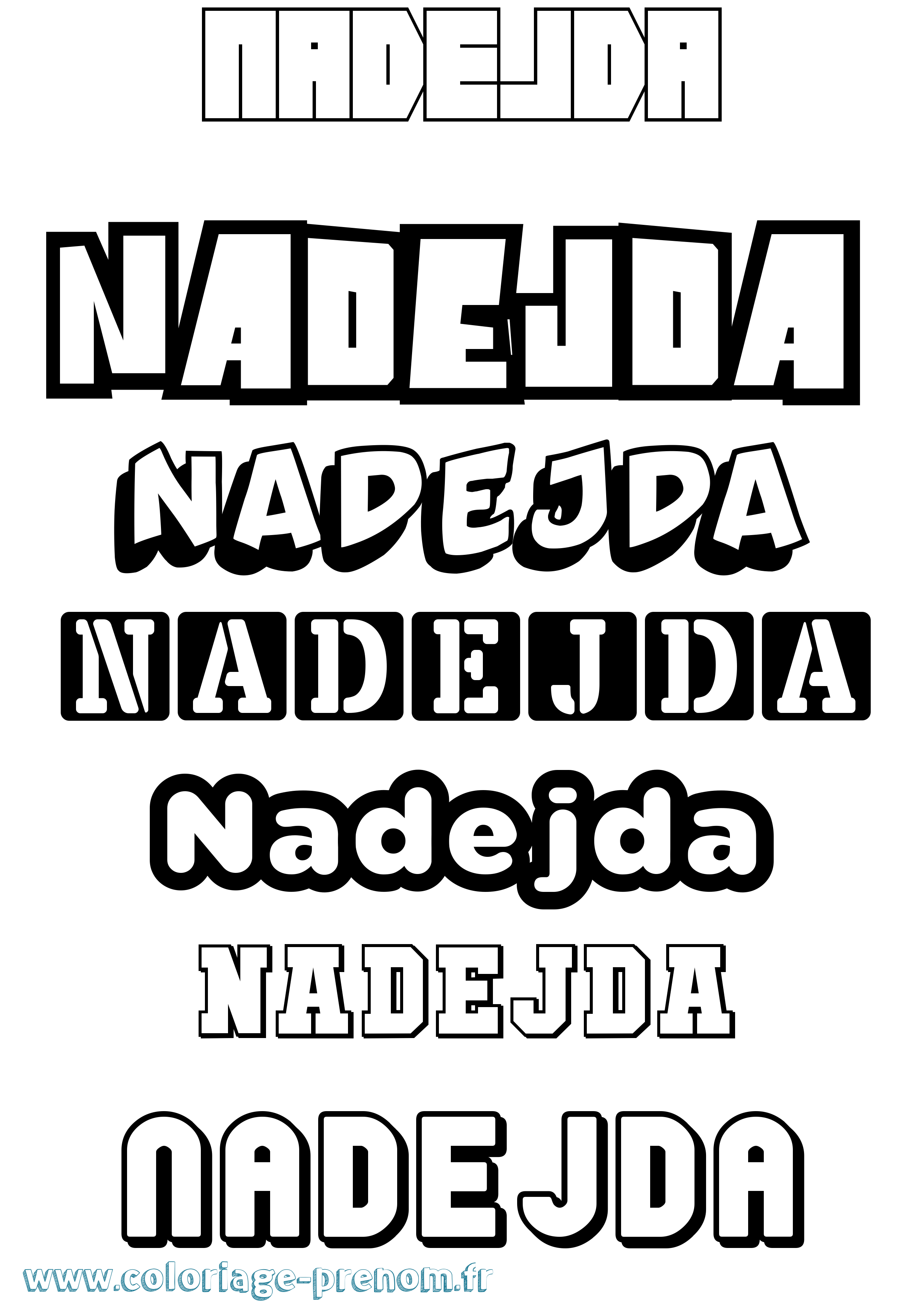 Coloriage prénom Nadejda Simple