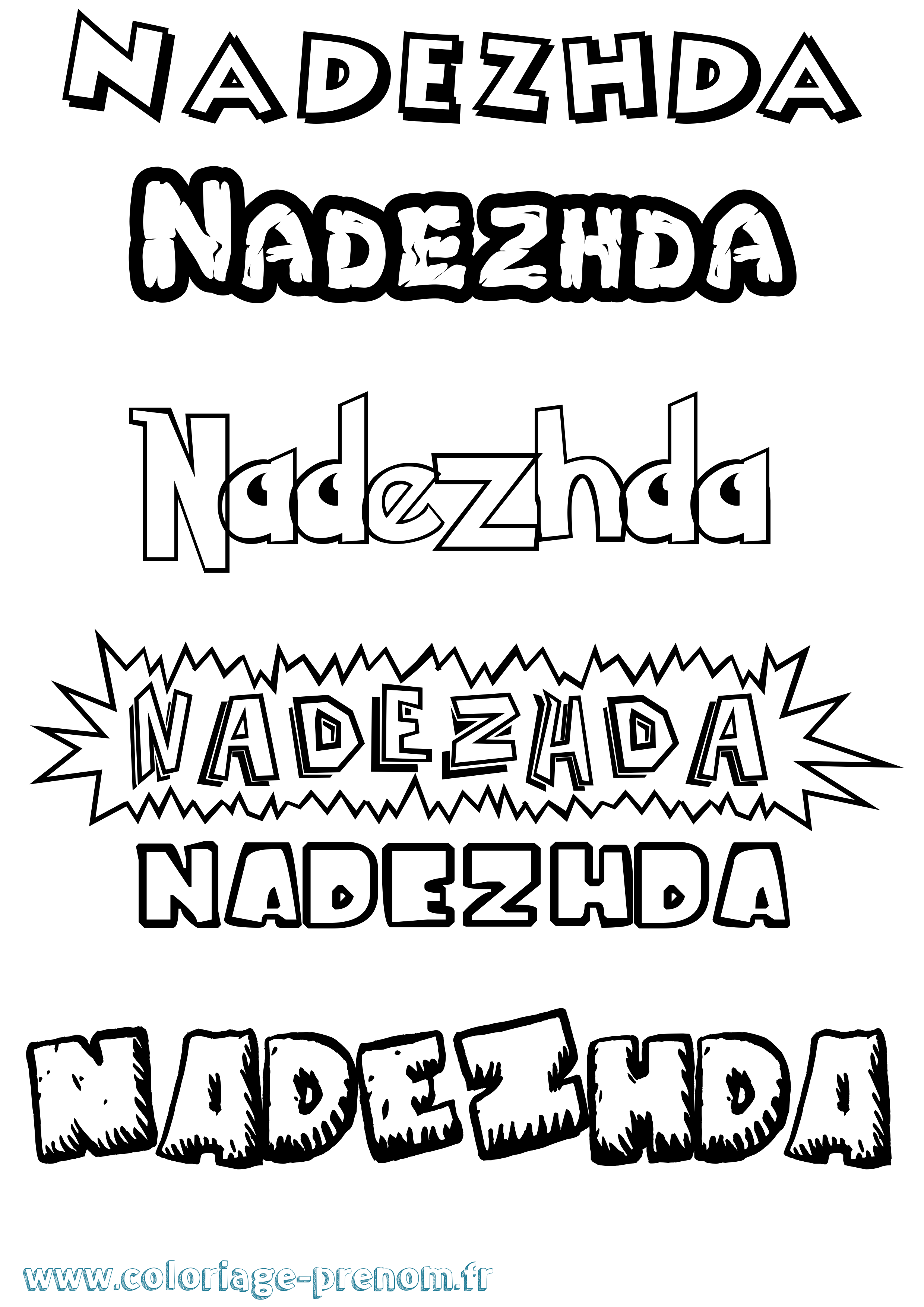 Coloriage prénom Nadezhda Dessin Animé