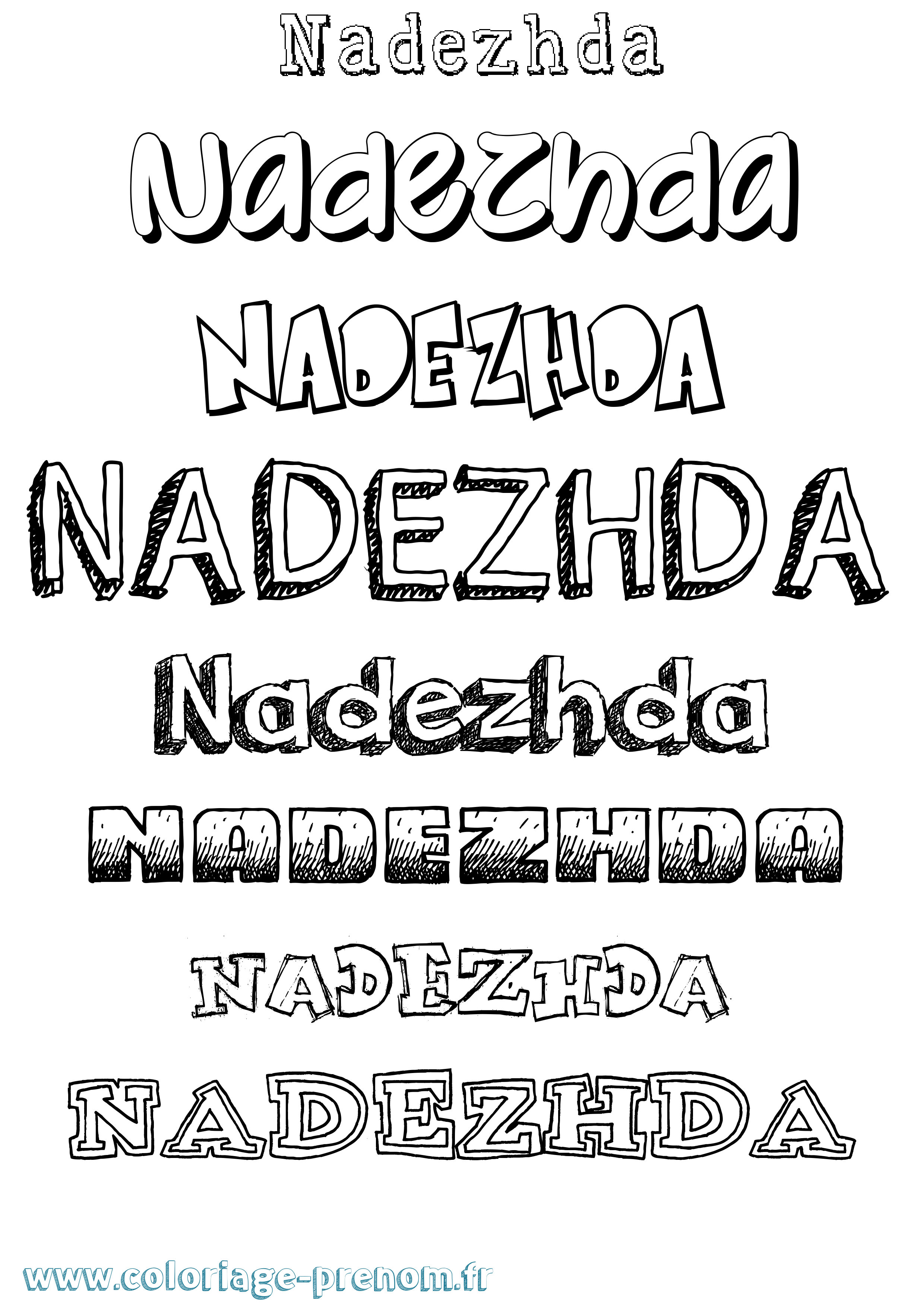 Coloriage Nadezhda Dessiné Coloriage prénom Nadezhda Dessiné