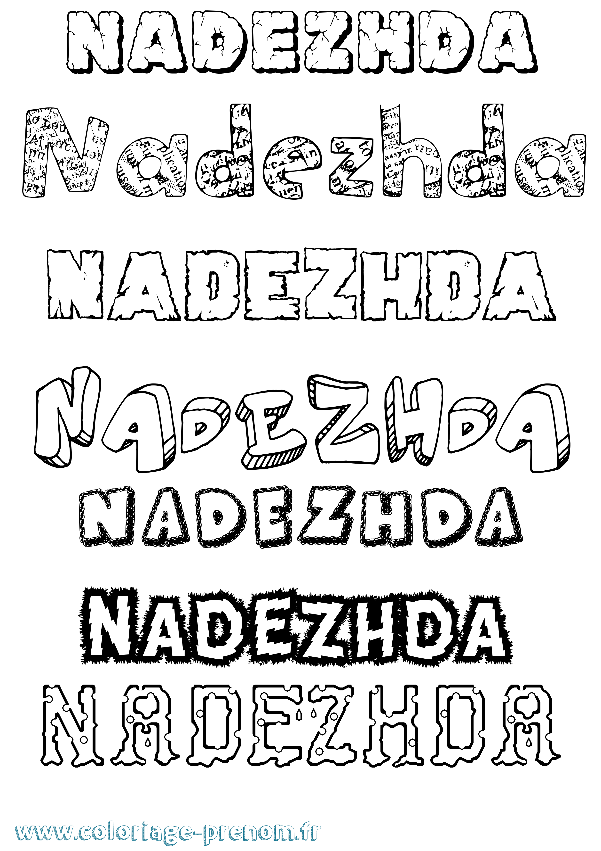 Coloriage prénom Nadezhda Destructuré