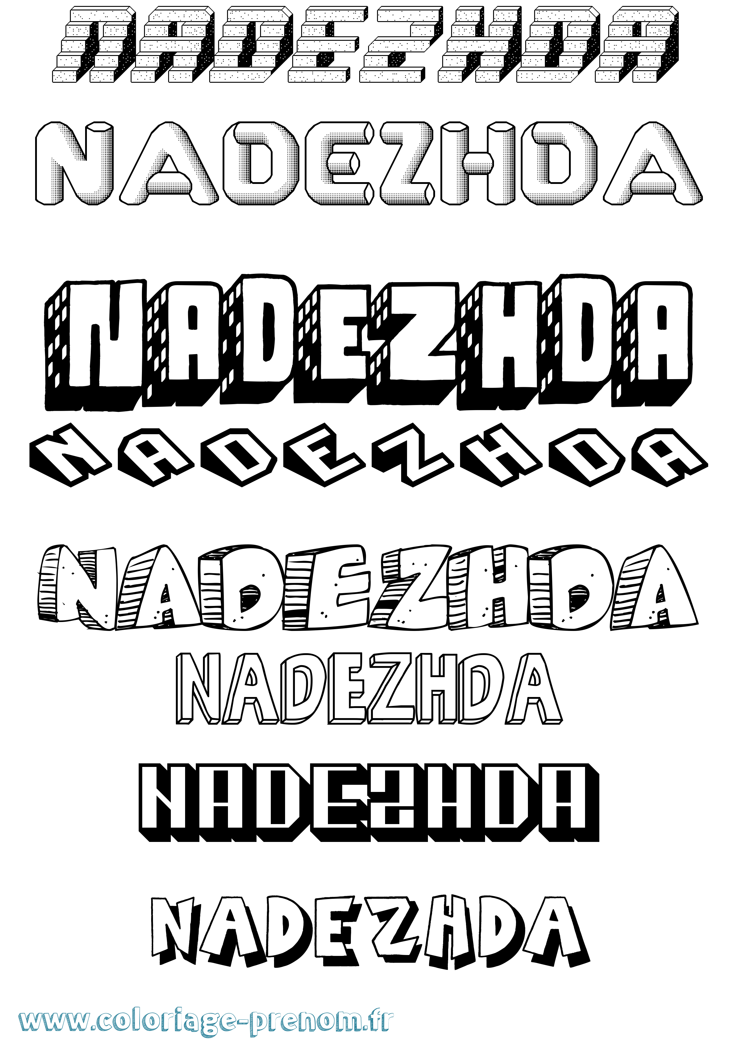 Coloriage prénom Nadezhda Effet 3D