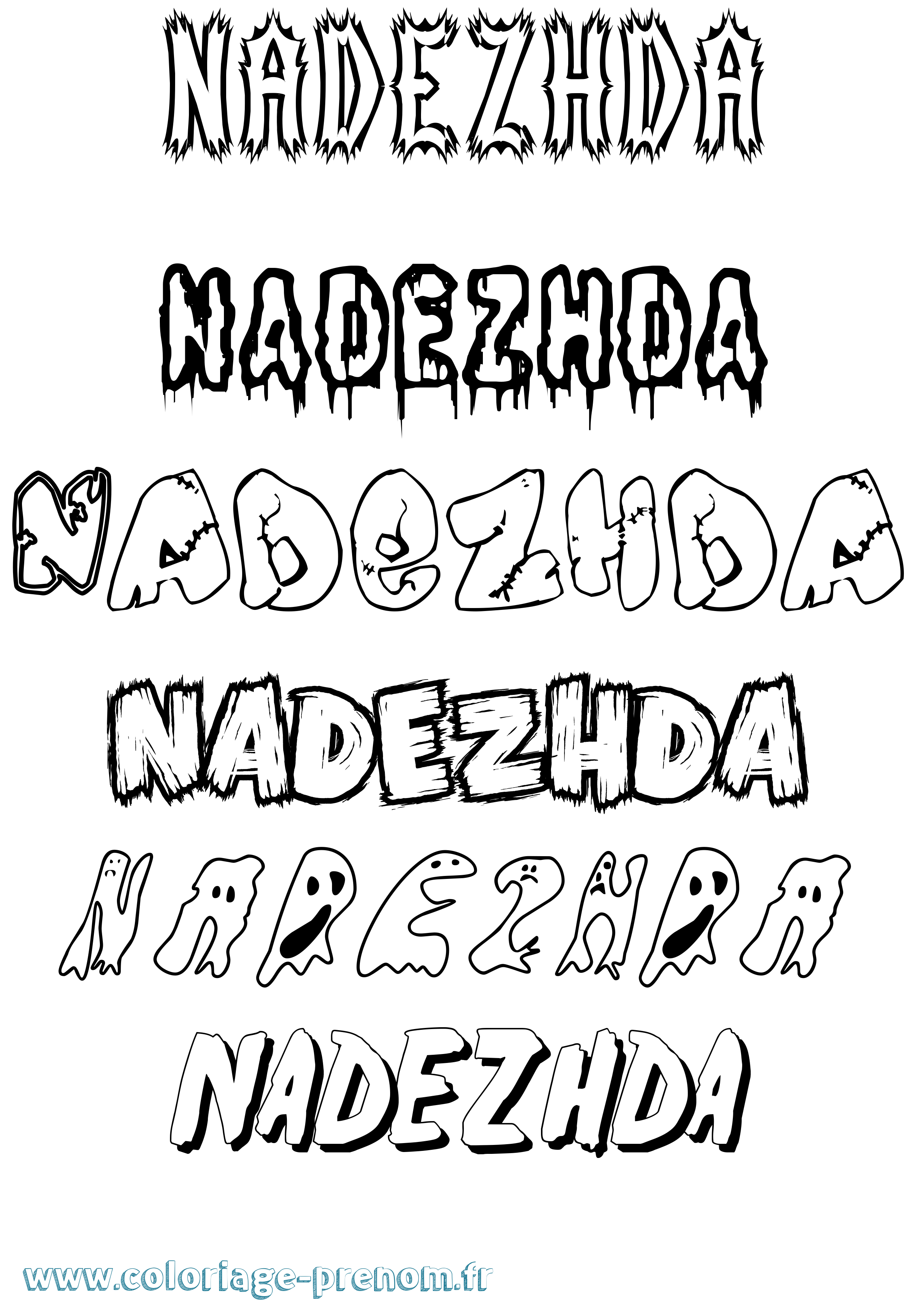 Coloriage Nadezhda Frisson Coloriage prénom Nadezhda Frisson