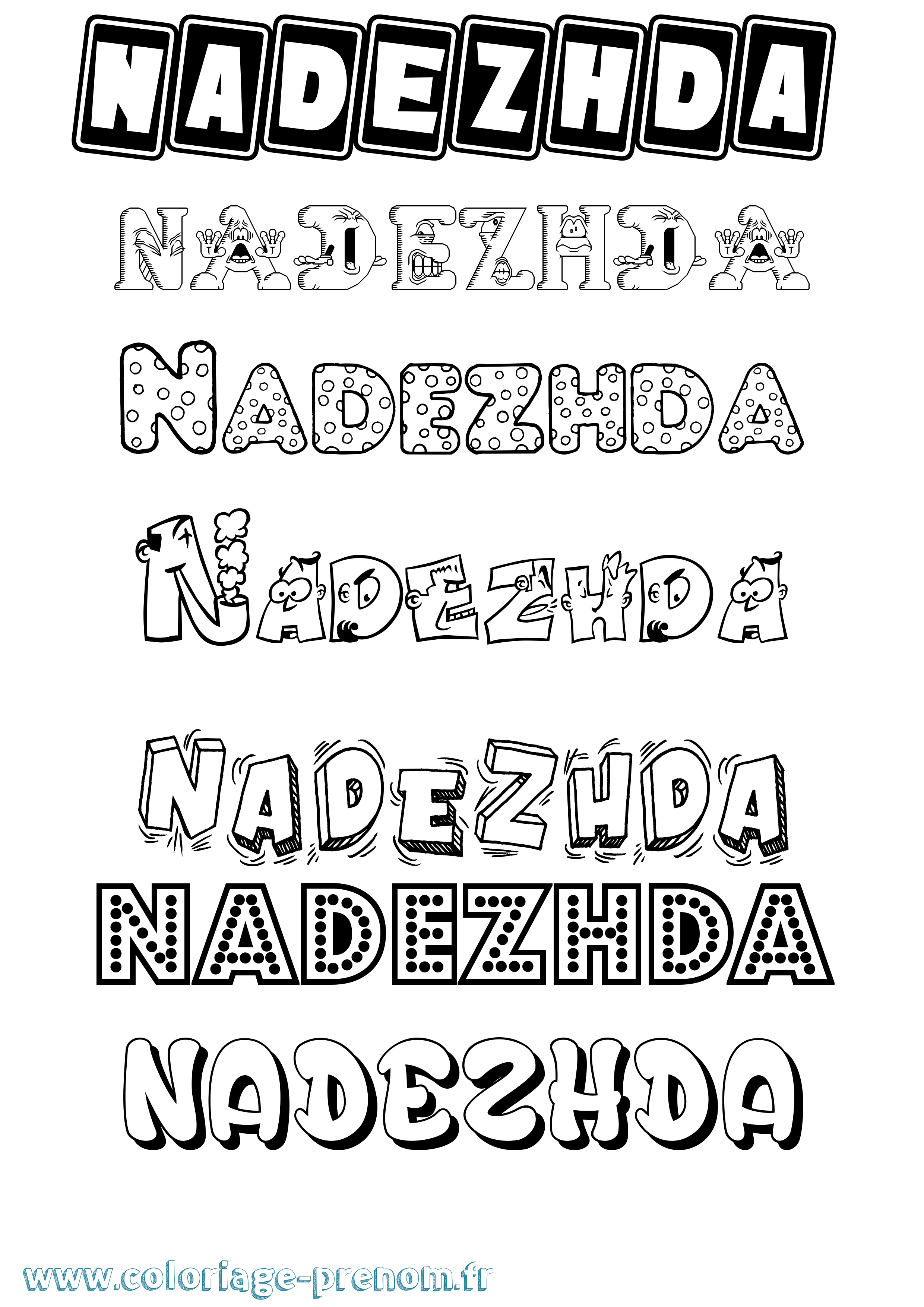 Coloriage Nadezhda Fun Coloriage prénom Nadezhda Fun