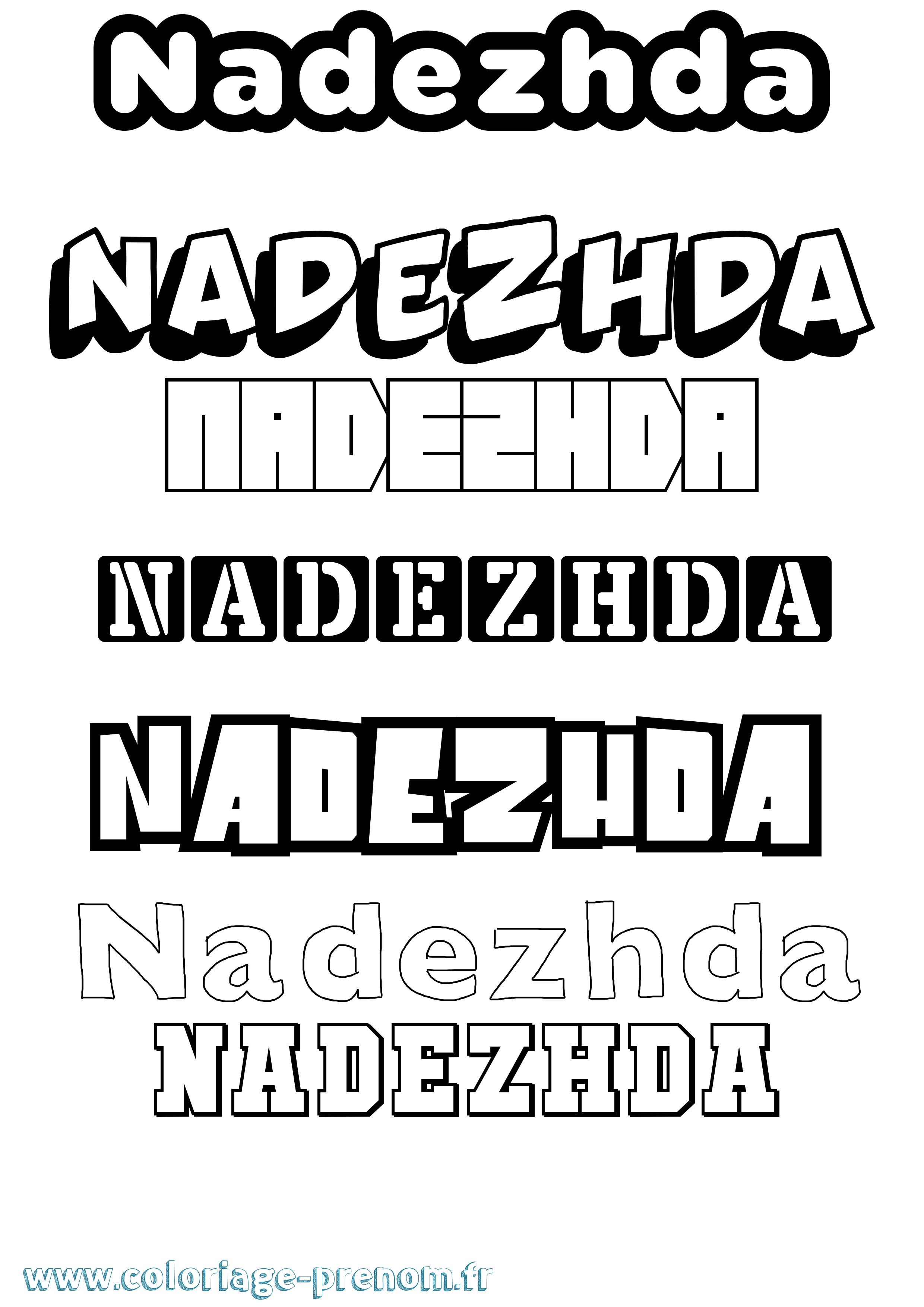 Coloriage Nadezhda Simple Coloriage prénom Nadezhda Simple