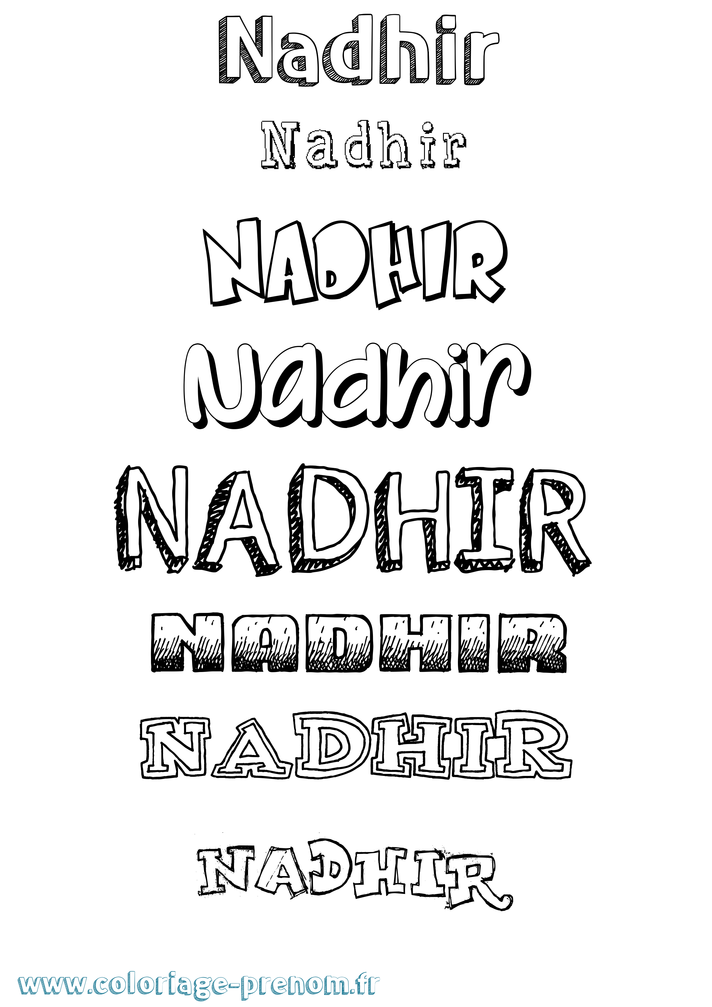 Coloriage prénom Nadhir Dessiné