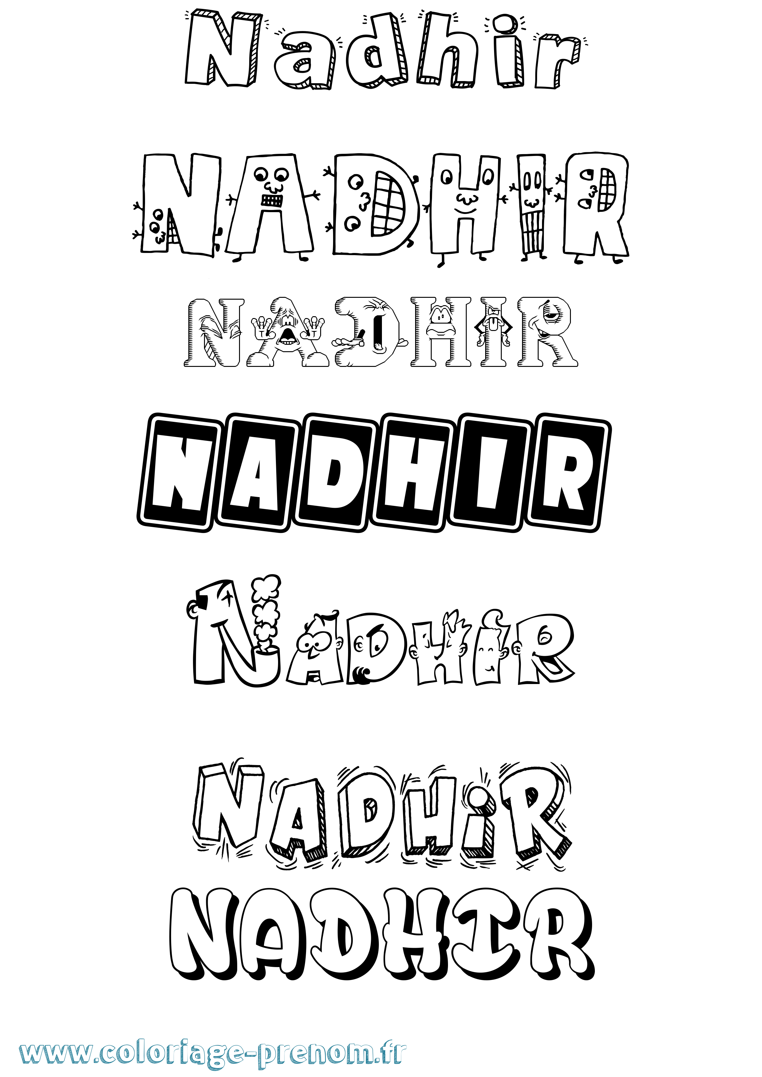 Coloriage prénom Nadhir Fun