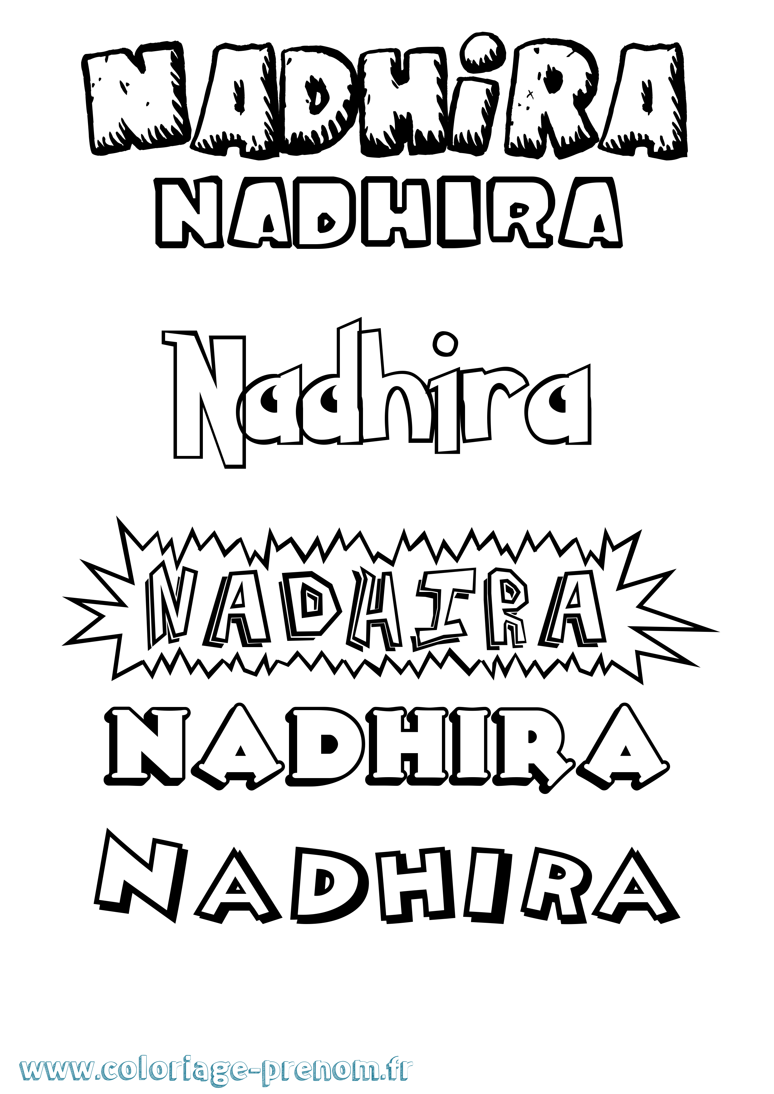 Coloriage prénom Nadhira Dessin Animé