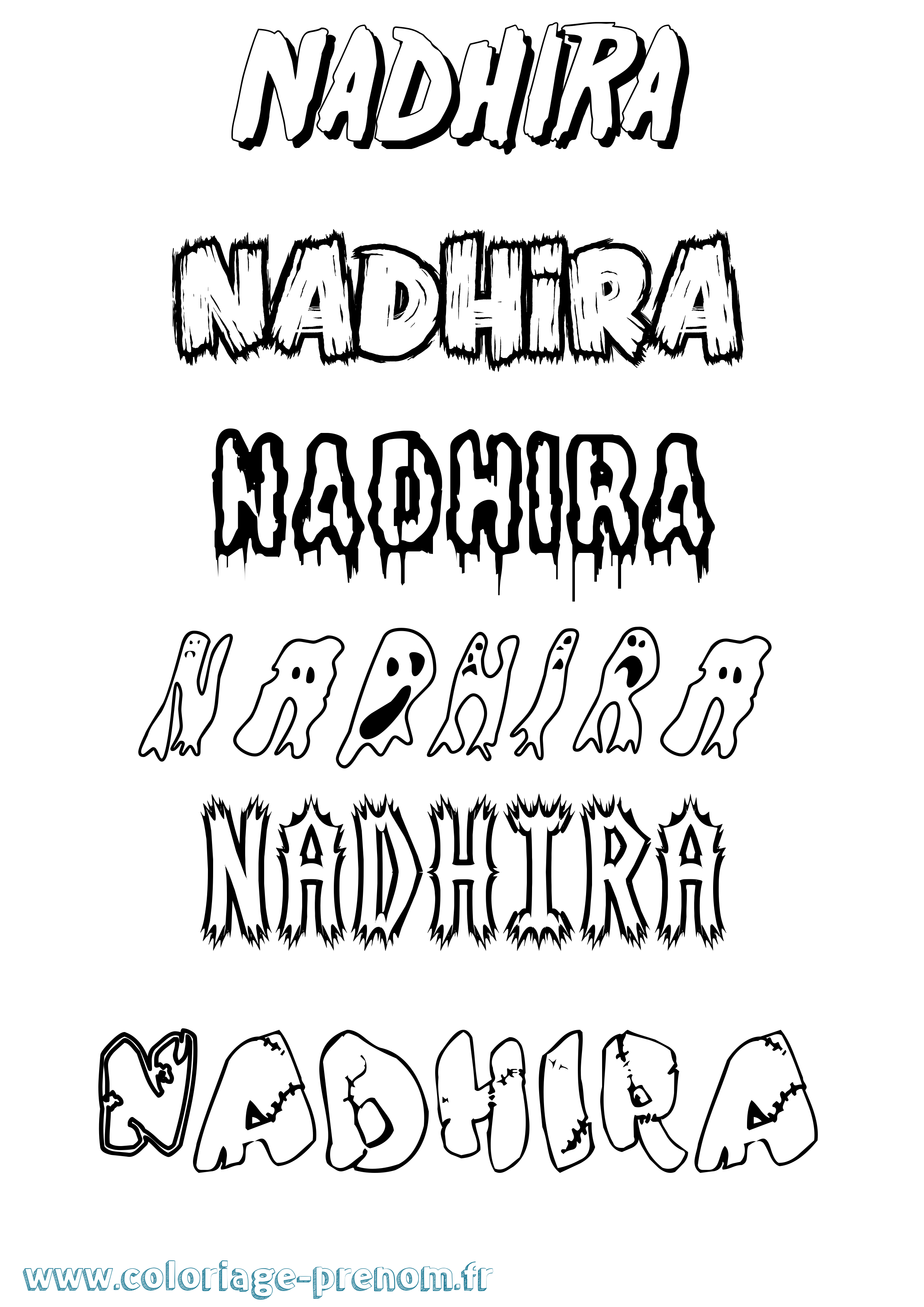 Coloriage prénom Nadhira Frisson