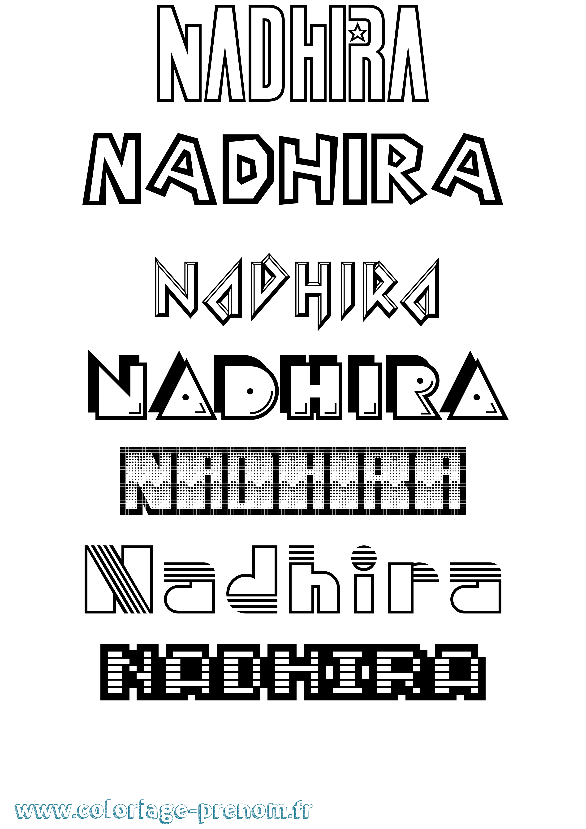 Coloriage prénom Nadhira Jeux Vidéos