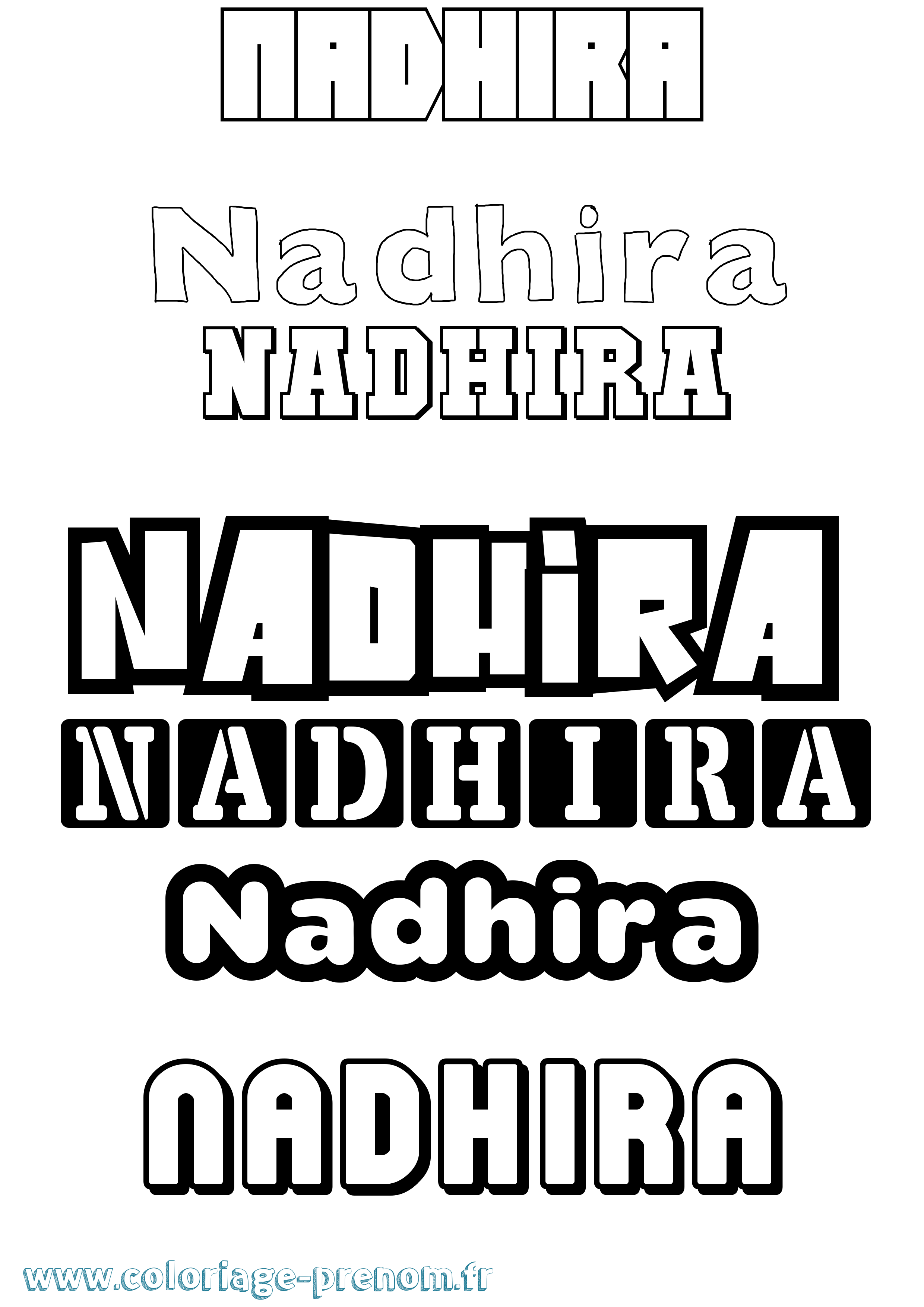 Coloriage prénom Nadhira Simple