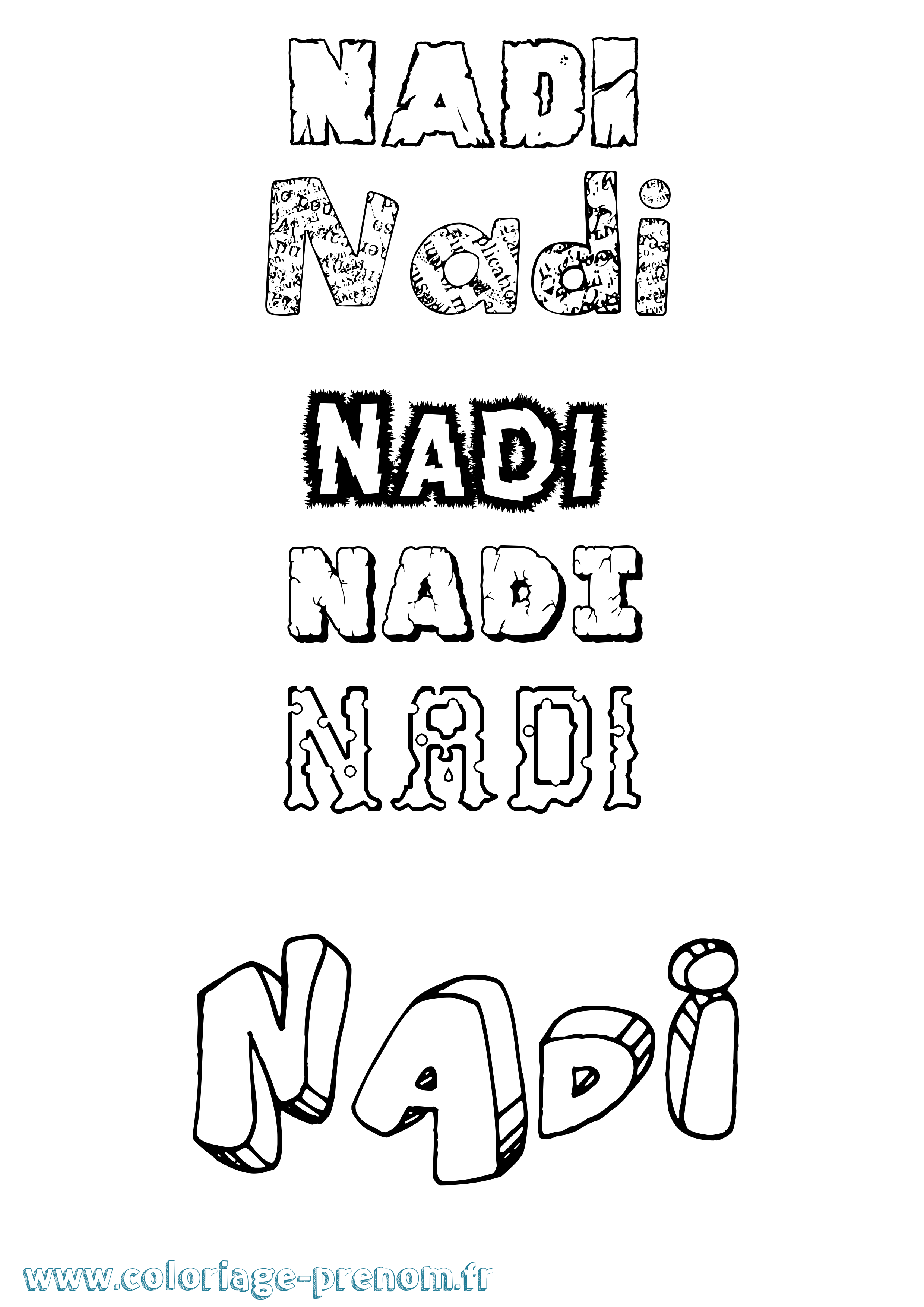 Coloriage prénom Nadi Destructuré