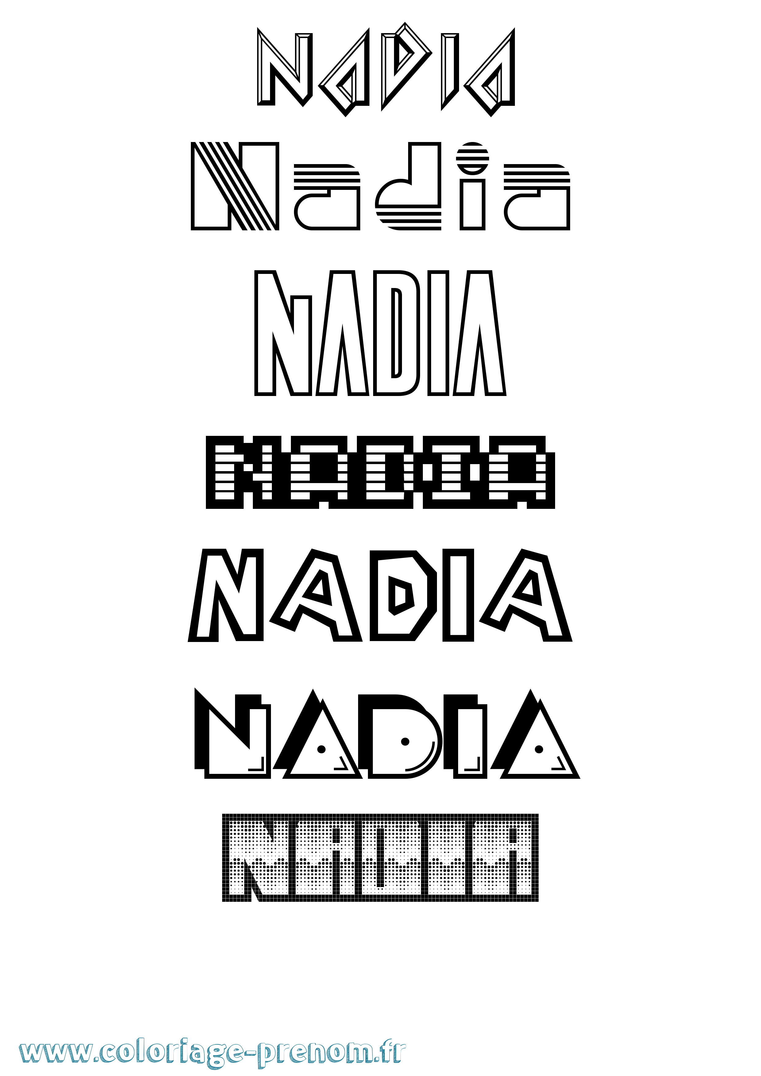 Coloriage prénom Nadia