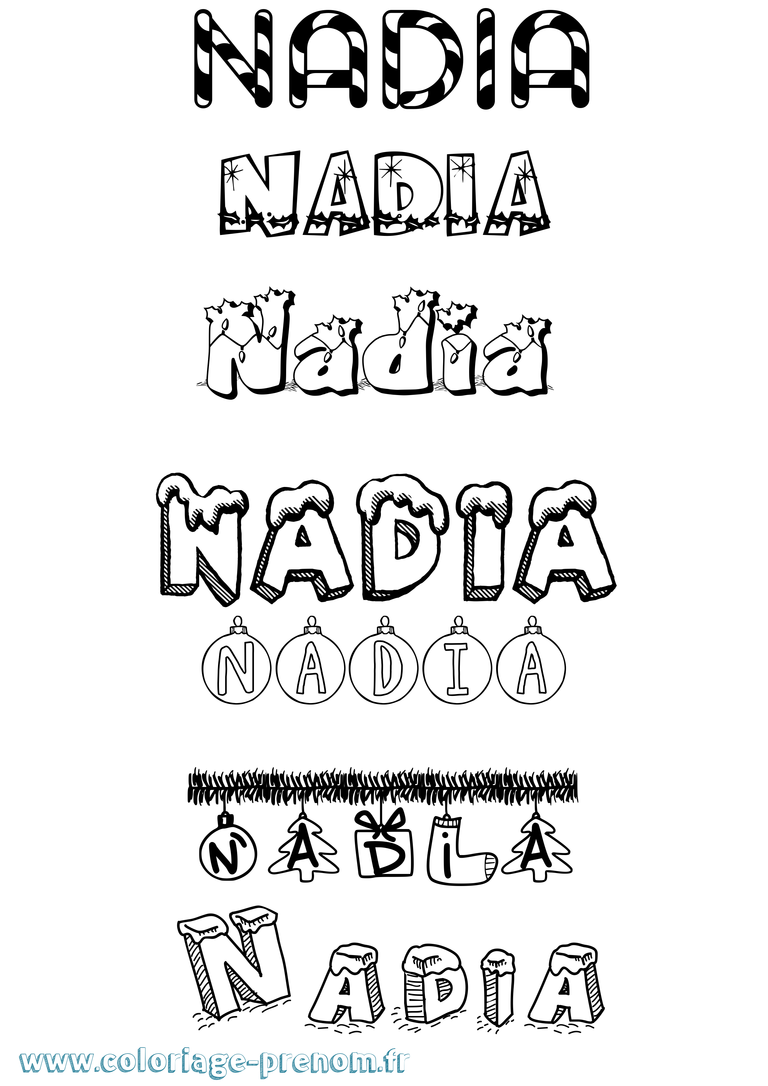 Coloriage prénom Nadia