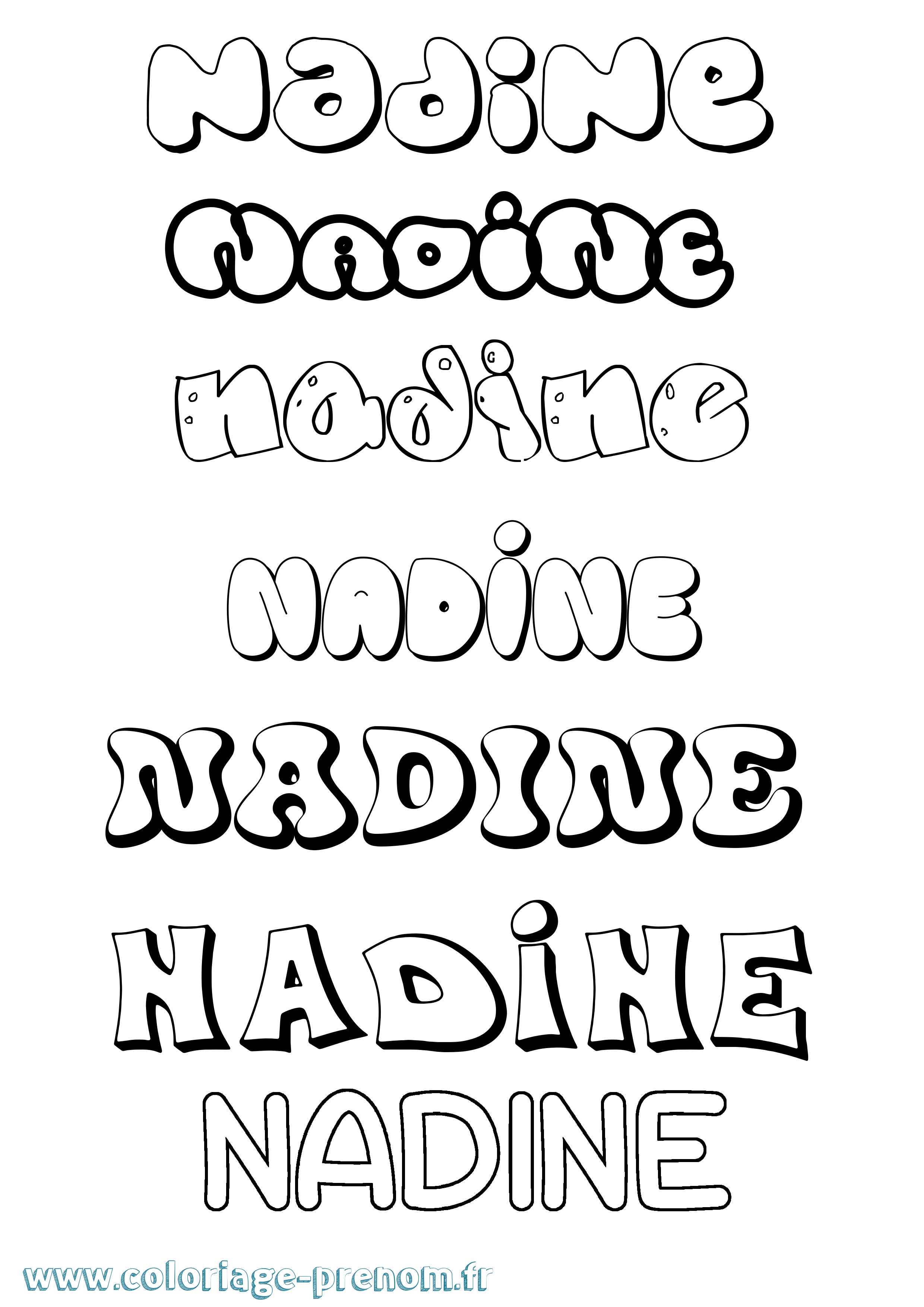 Coloriage prénom Nadine Bubble