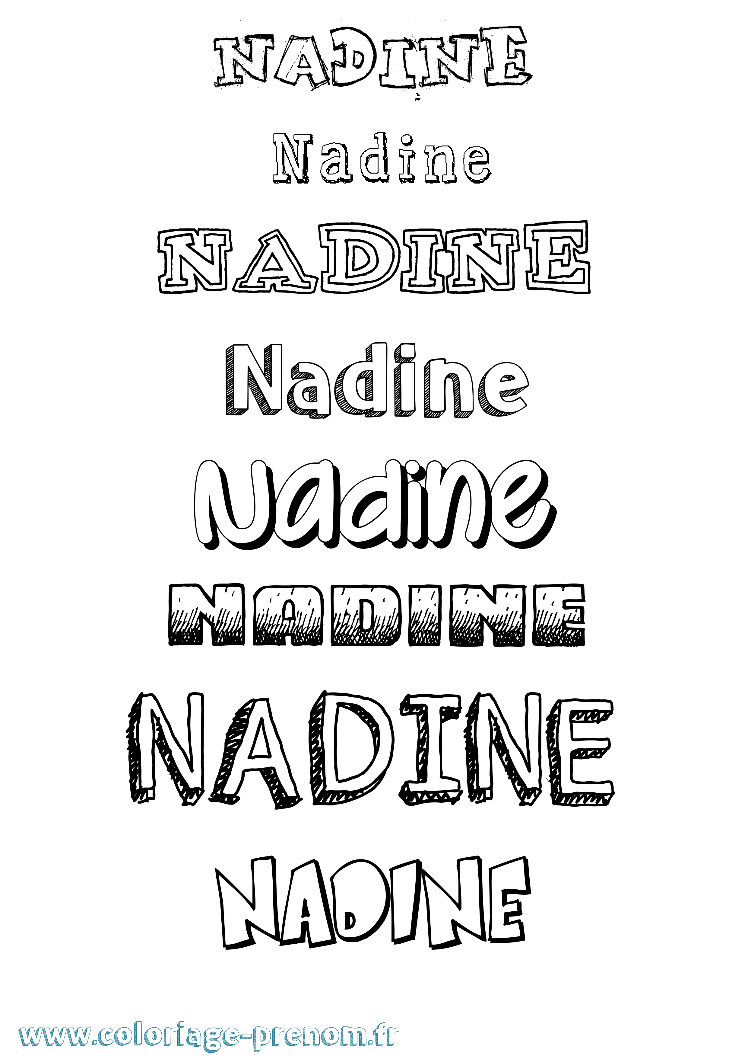 Coloriage prénom Nadine Dessiné
