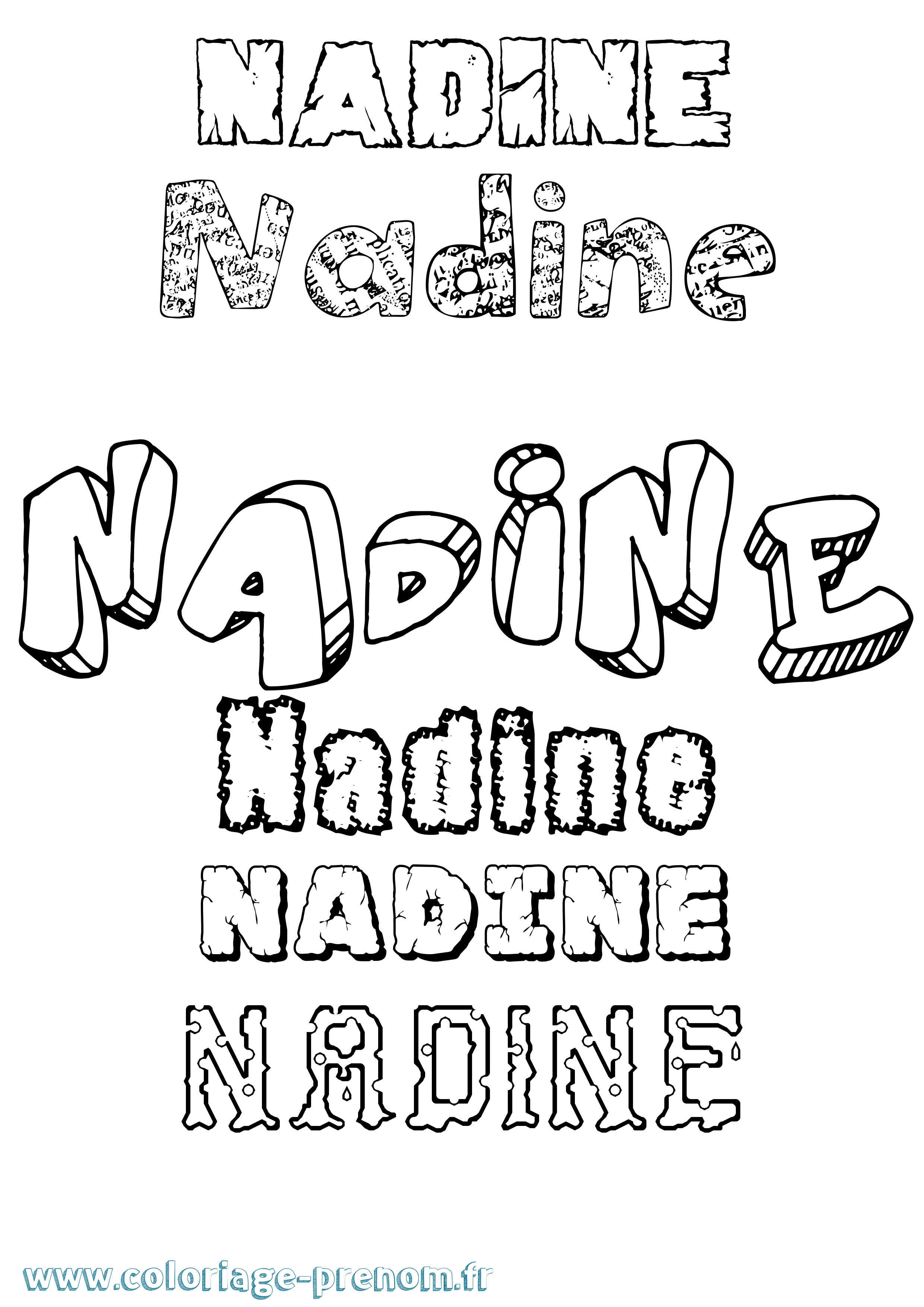 Coloriage prénom Nadine Destructuré