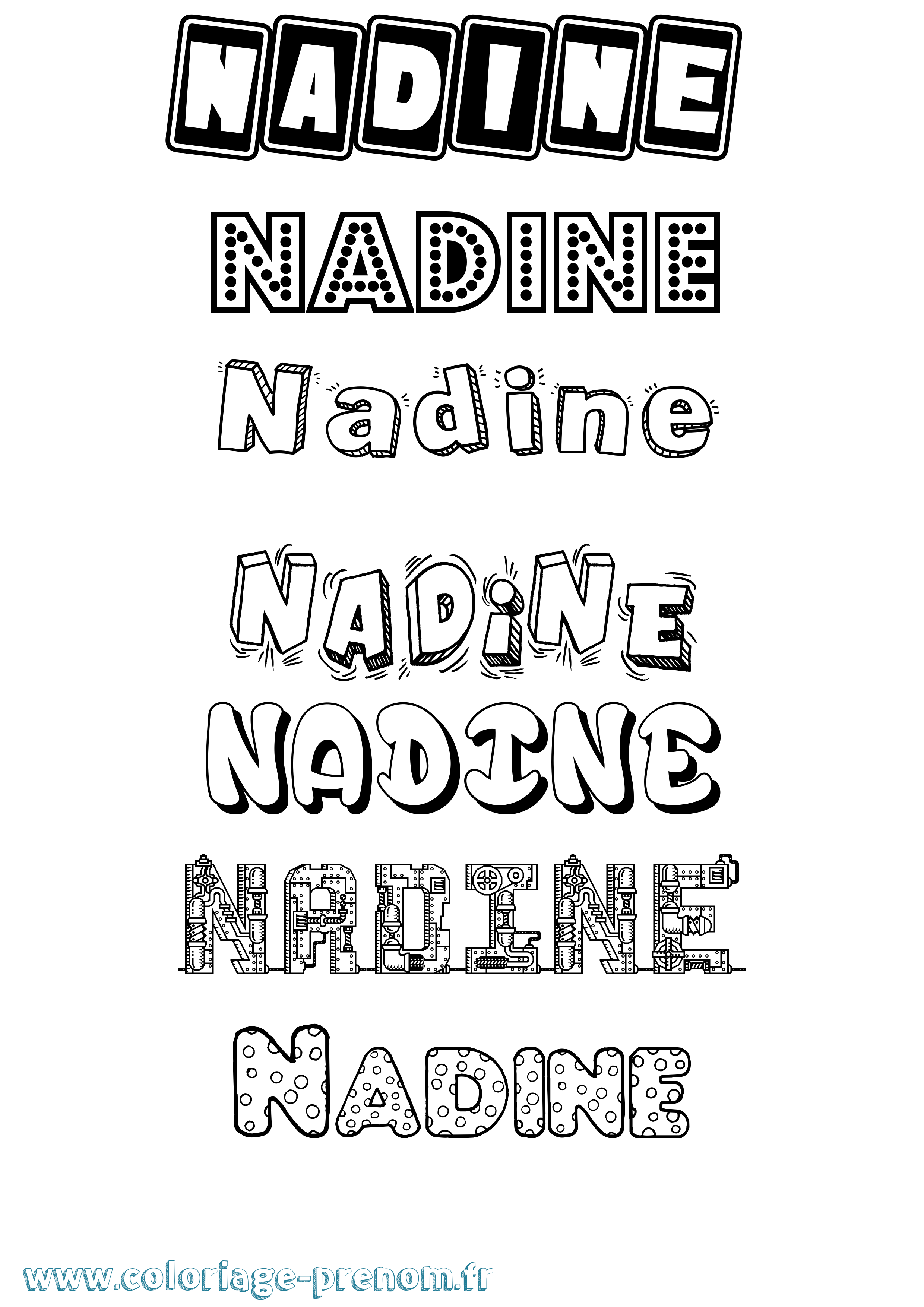 Coloriage prénom Nadine Fun