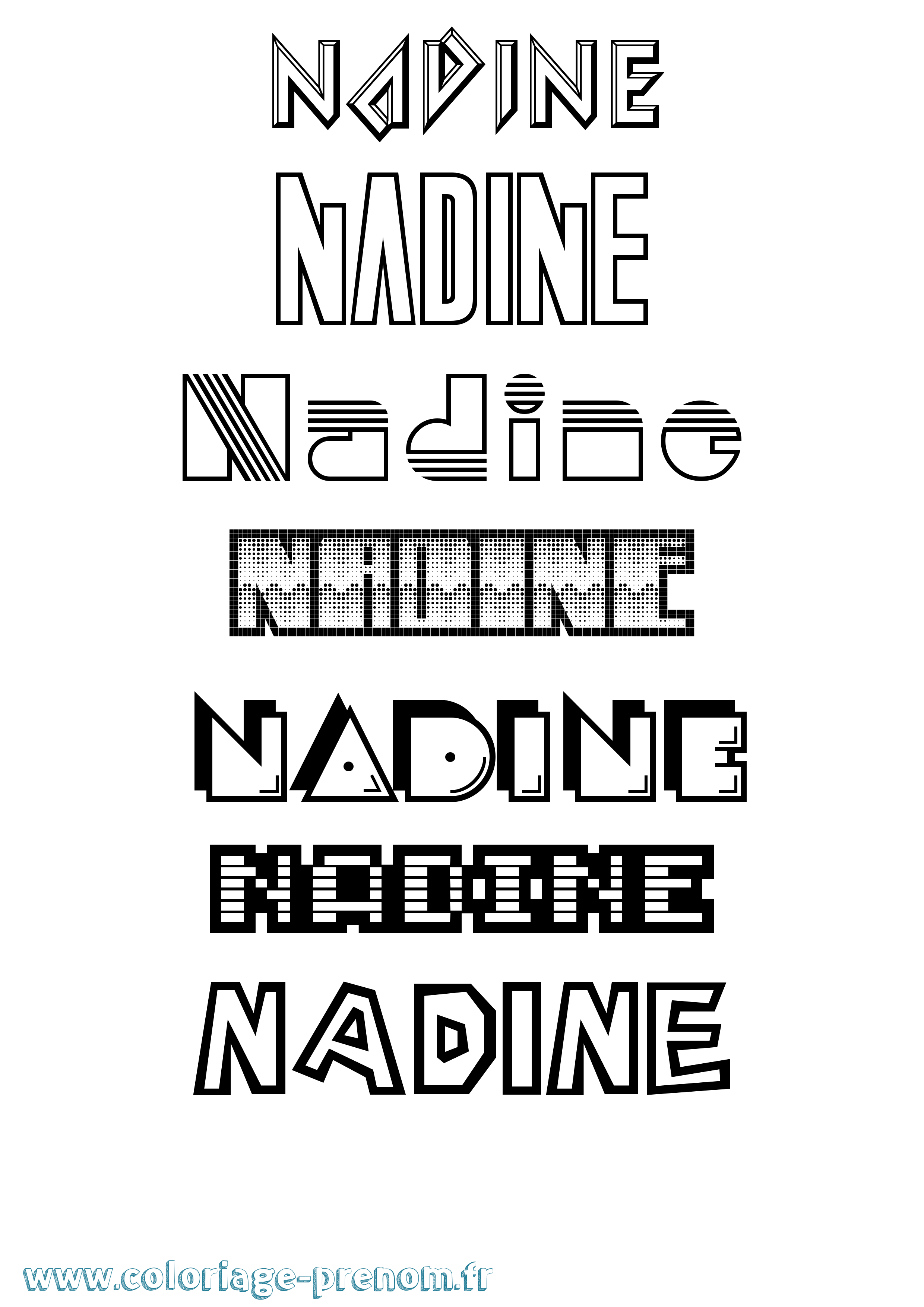 Coloriage prénom Nadine