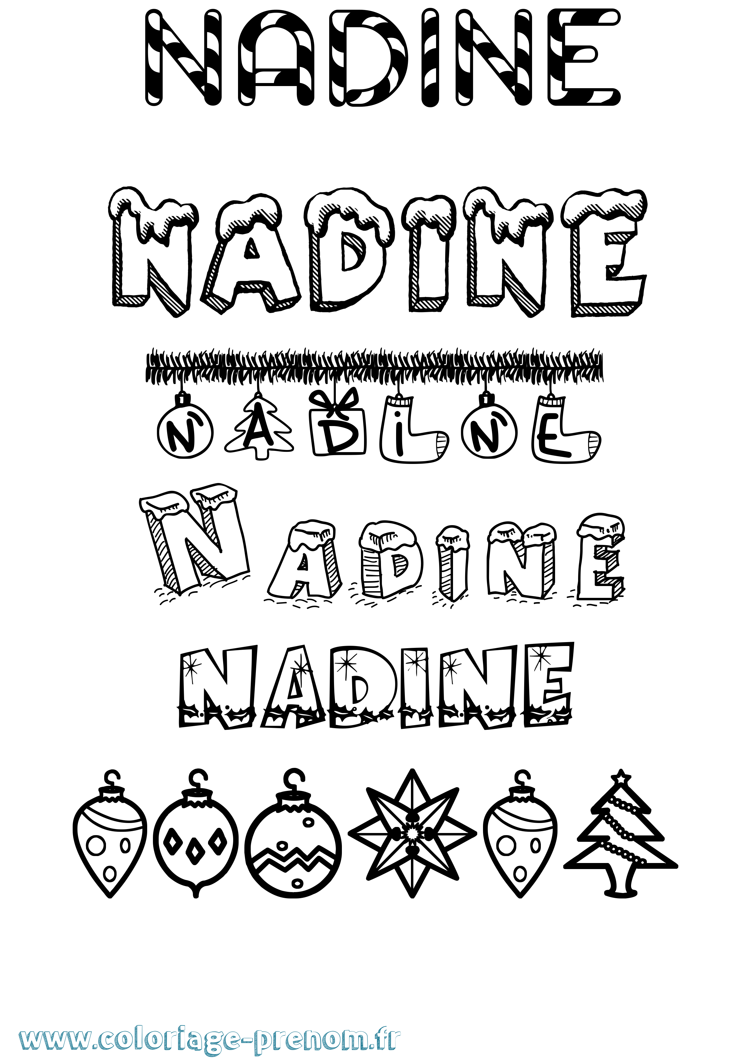 Coloriage prénom Nadine Noël