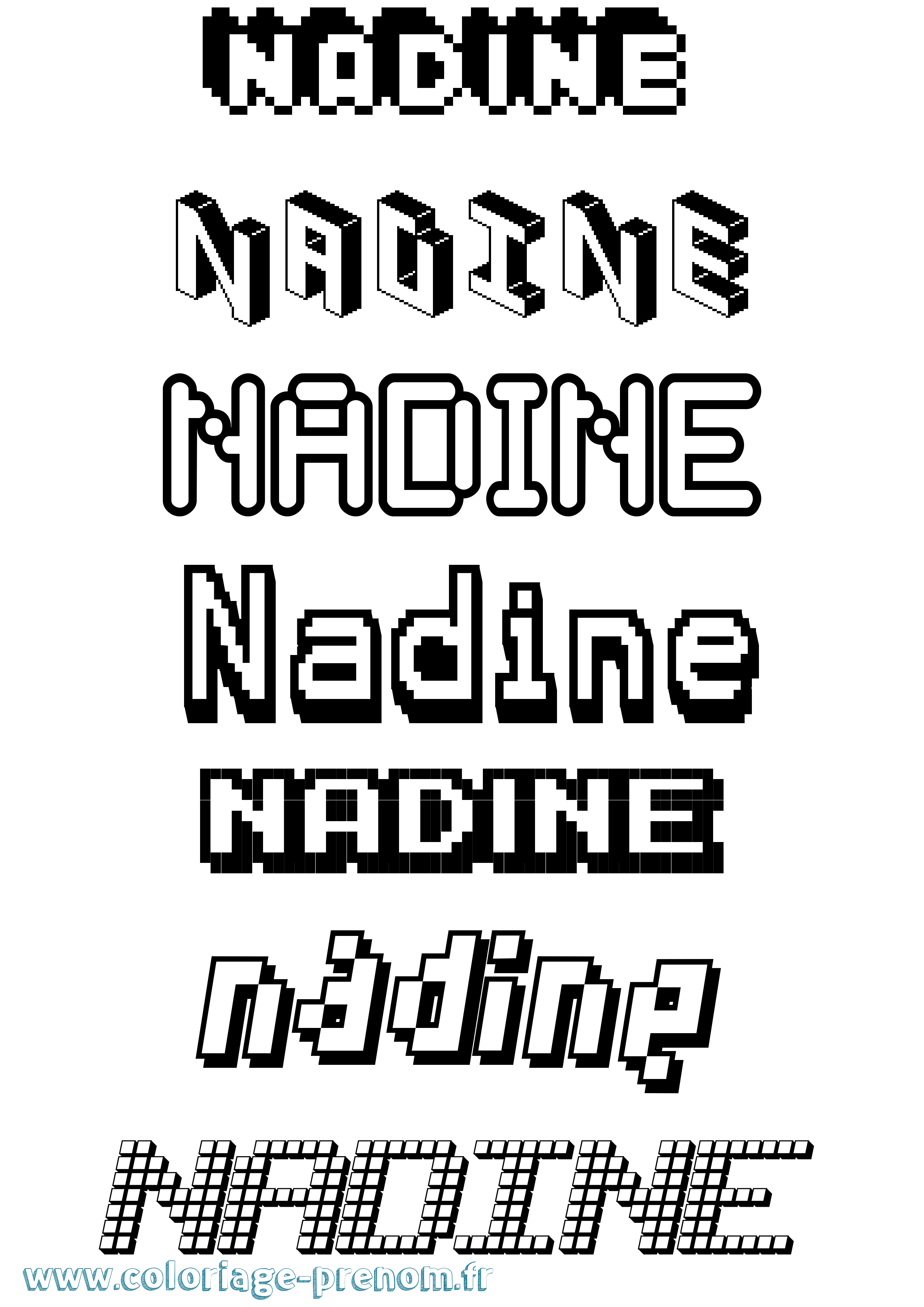 Coloriage prénom Nadine Pixel