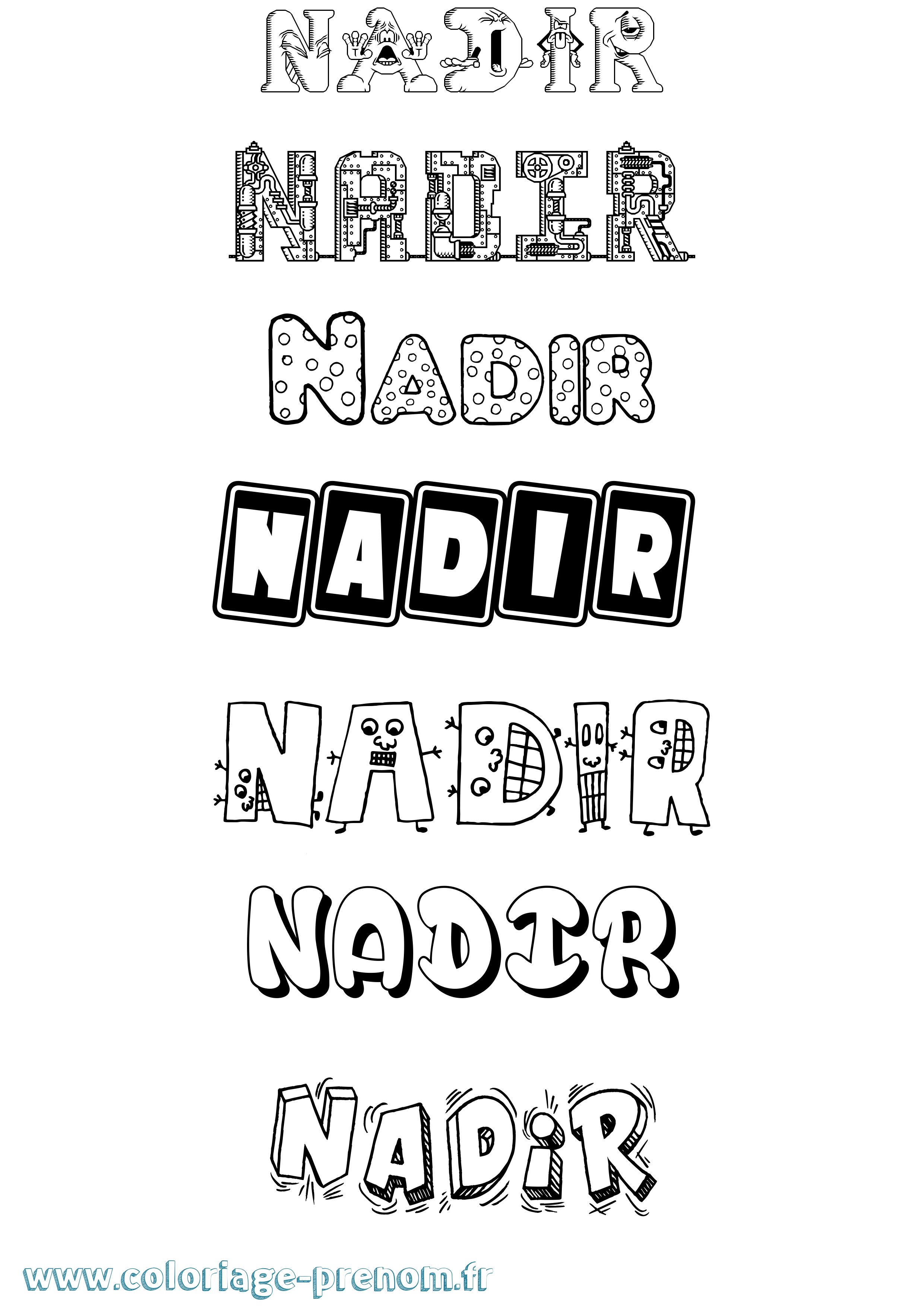 Coloriage prénom Nadir