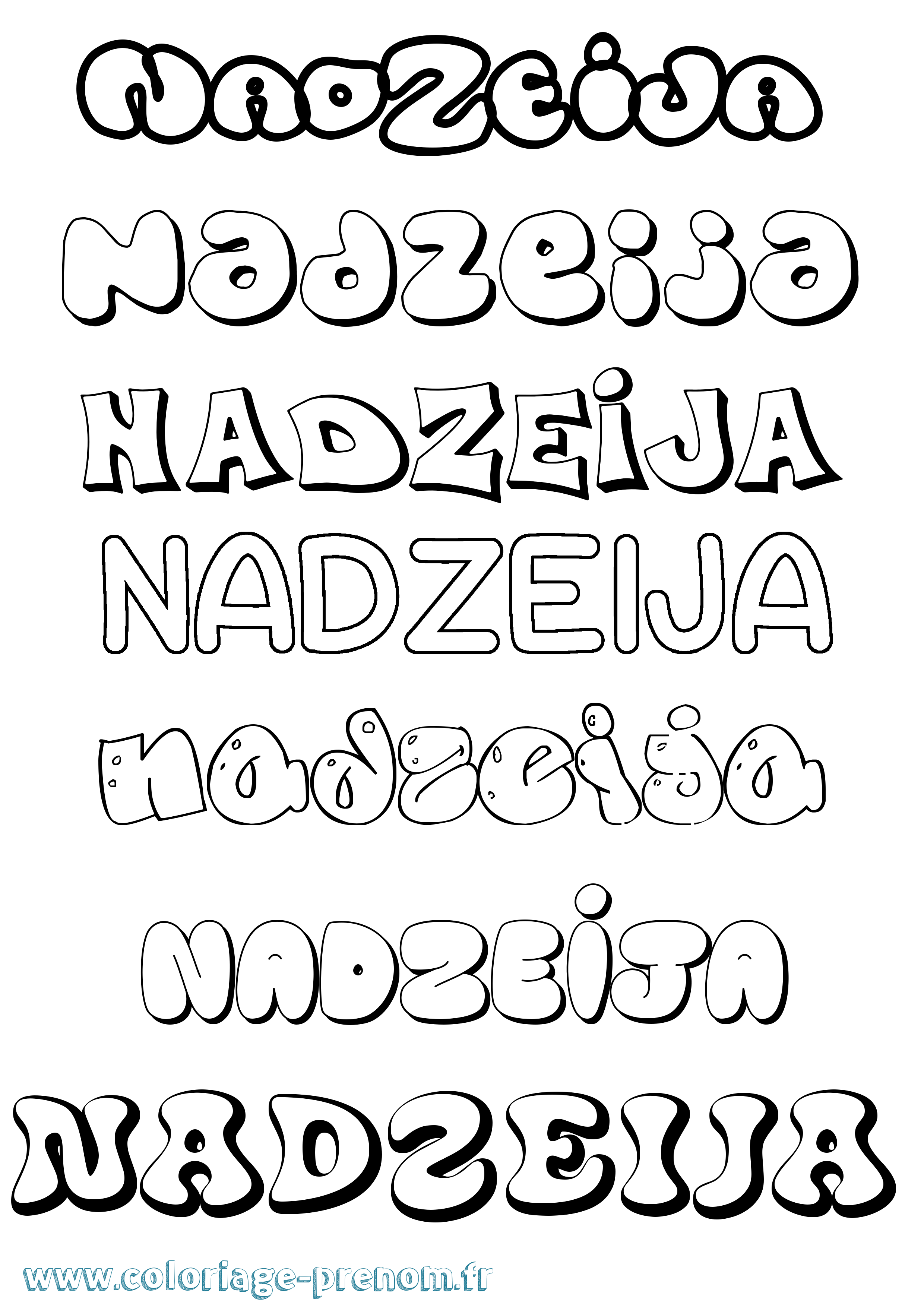 Coloriage Nadzeija Bubble Coloriage prénom Nadzeija Bubble