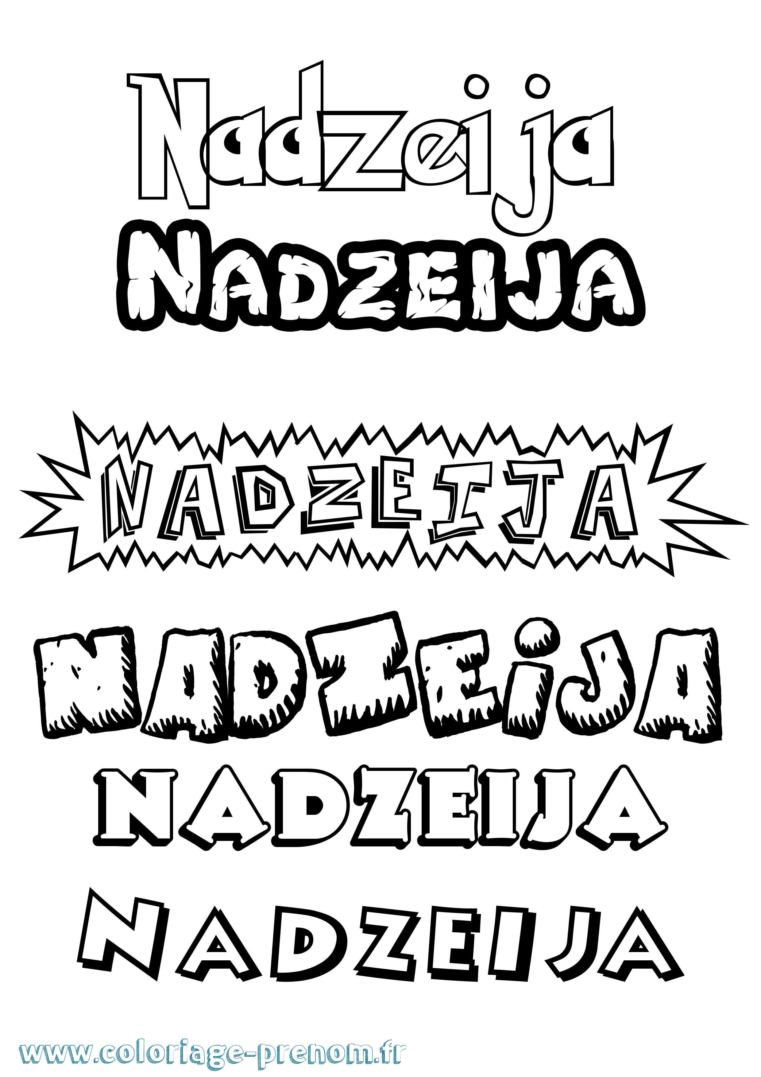 Coloriage prénom Nadzeija Dessin Animé
