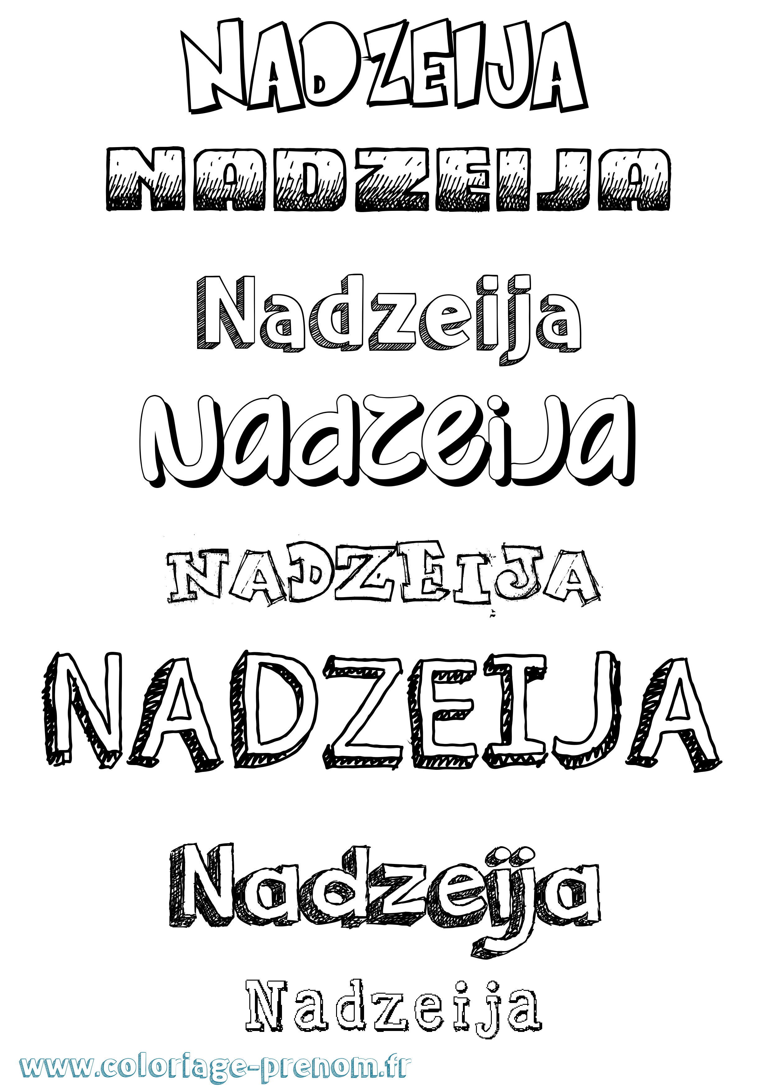 Coloriage prénom Nadzeija Dessiné