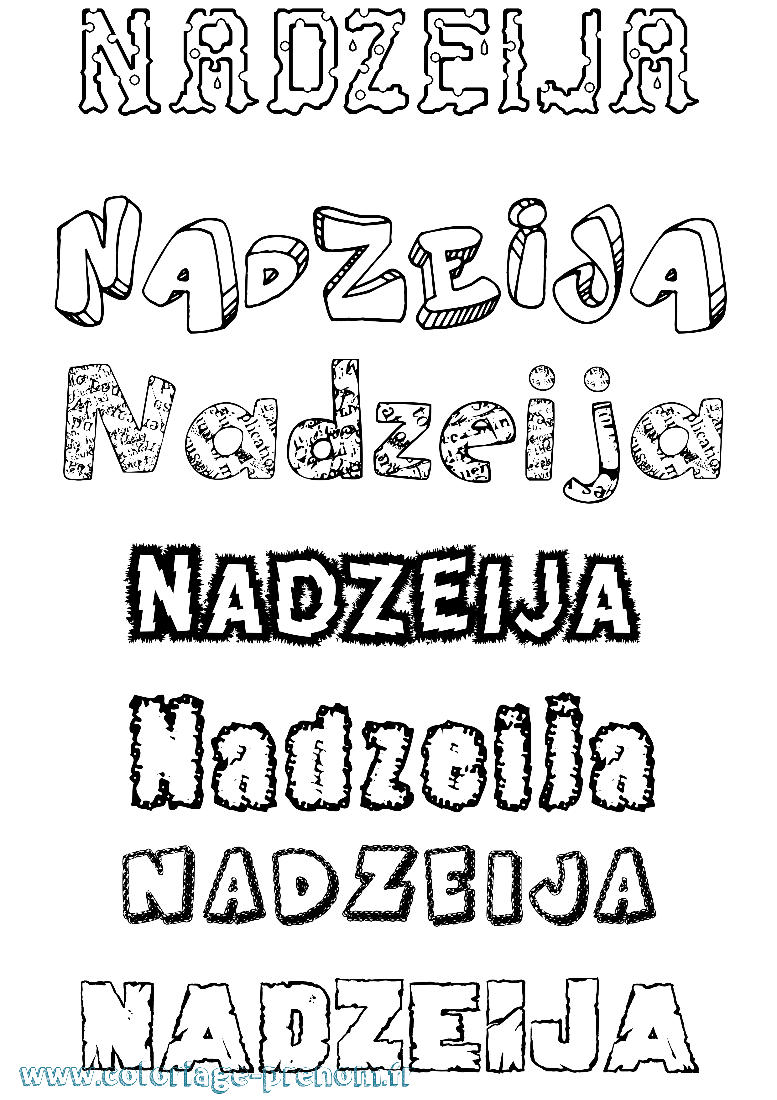 Coloriage Nadzeija Destructuré Coloriage prénom Nadzeija Destructuré