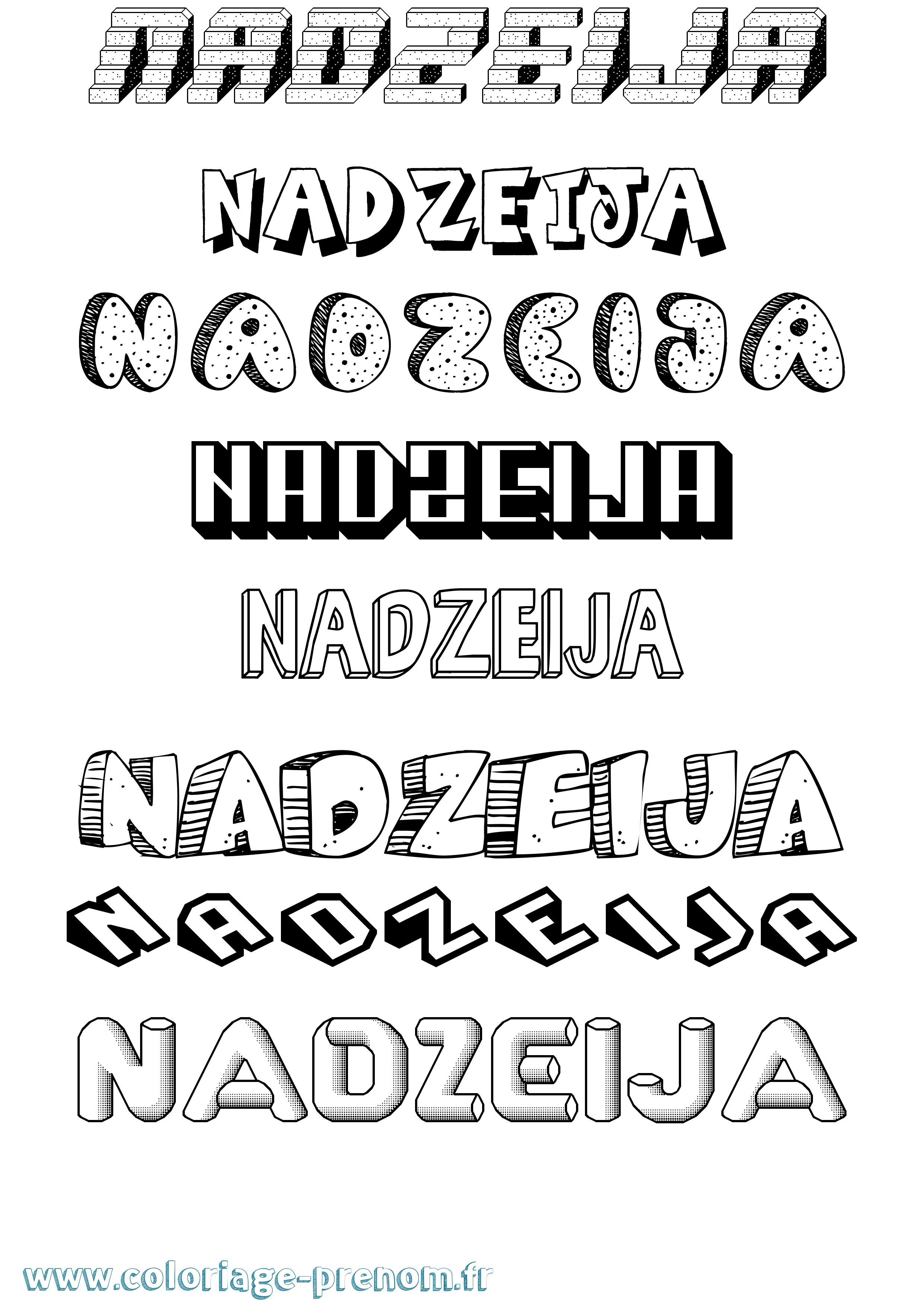 Coloriage Nadzeija Effet 3D Coloriage prénom Nadzeija Effet 3D