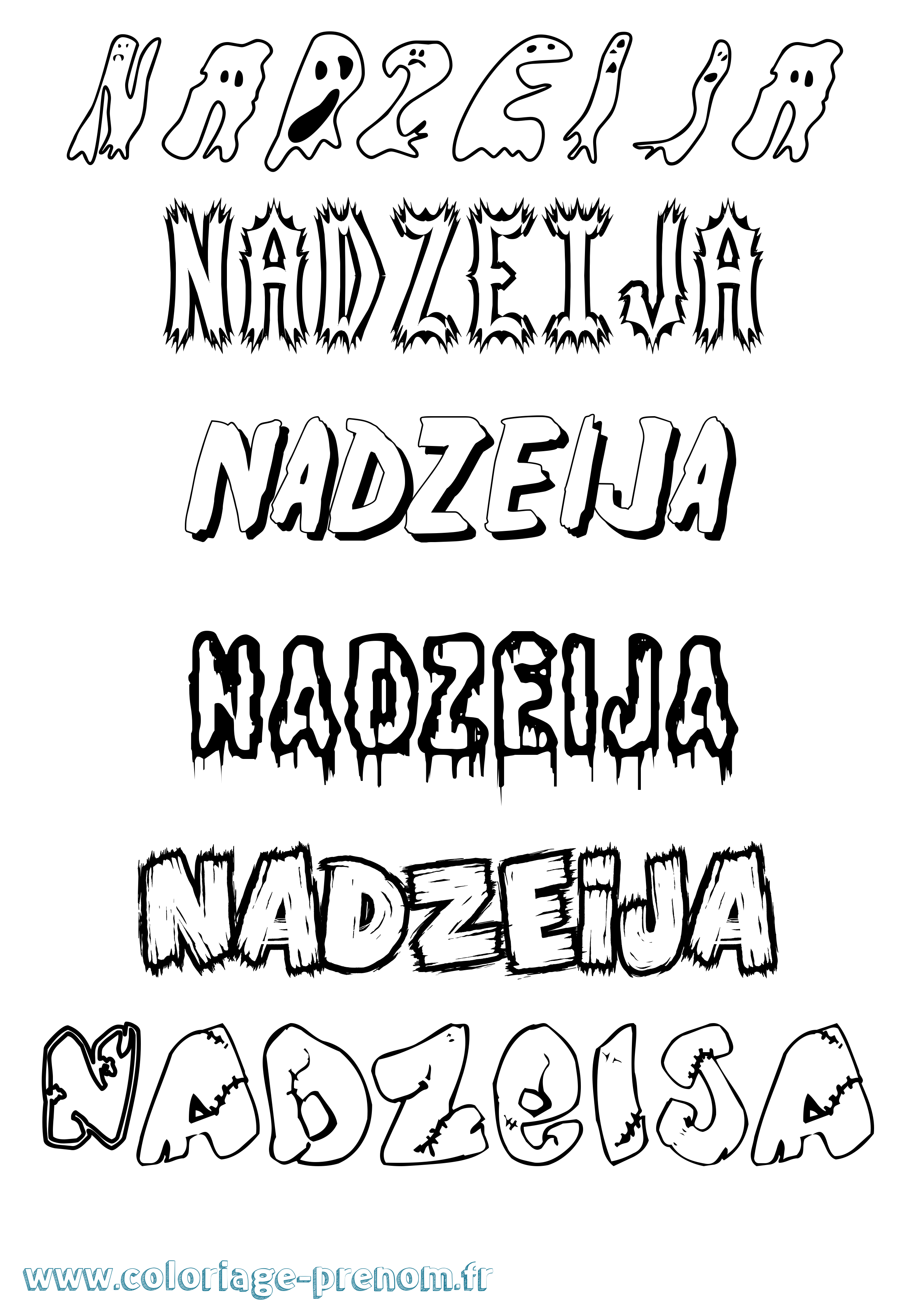 Coloriage prénom Nadzeija Frisson