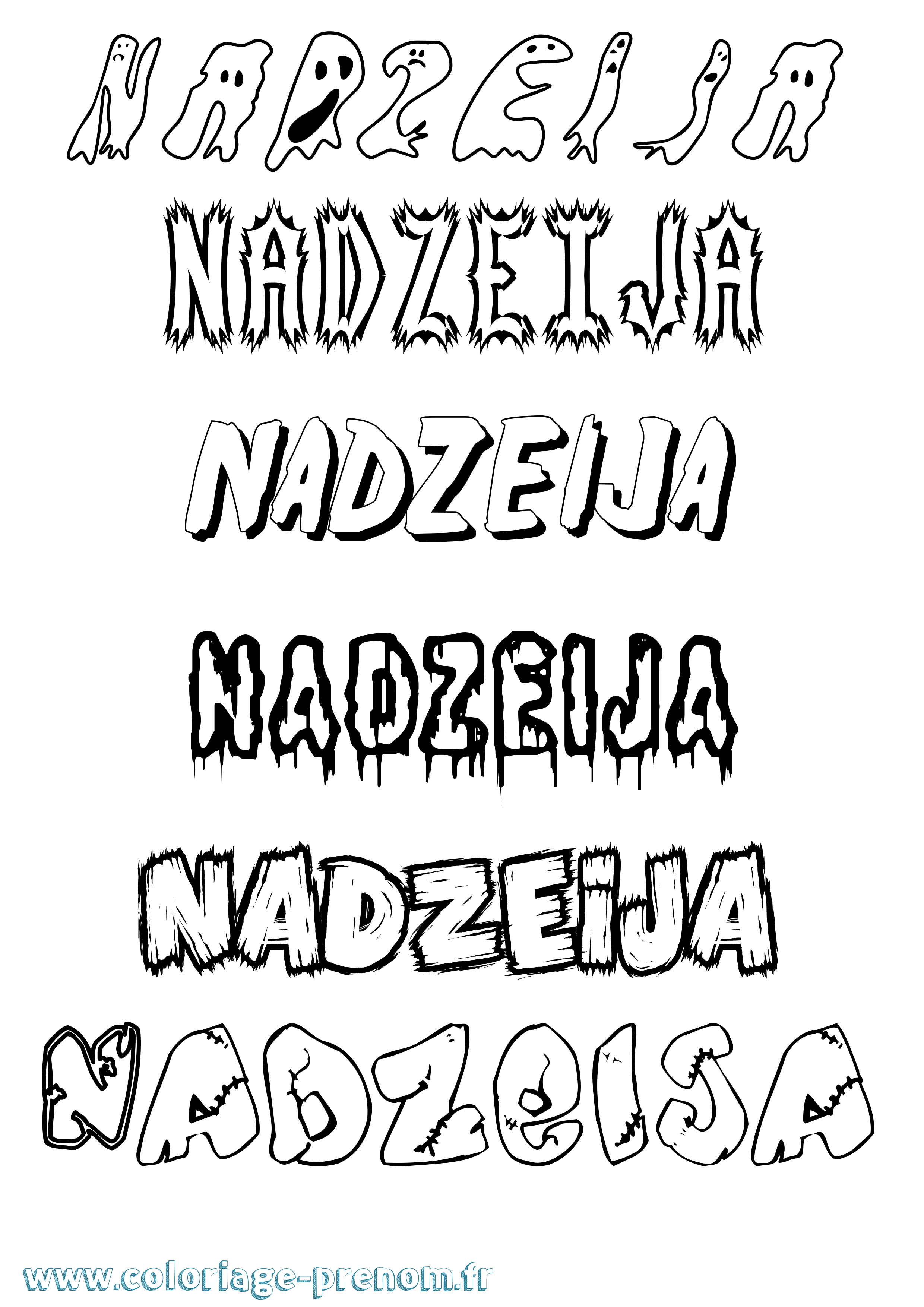 Coloriage Nadzeija Frisson Coloriage prénom Nadzeija Frisson
