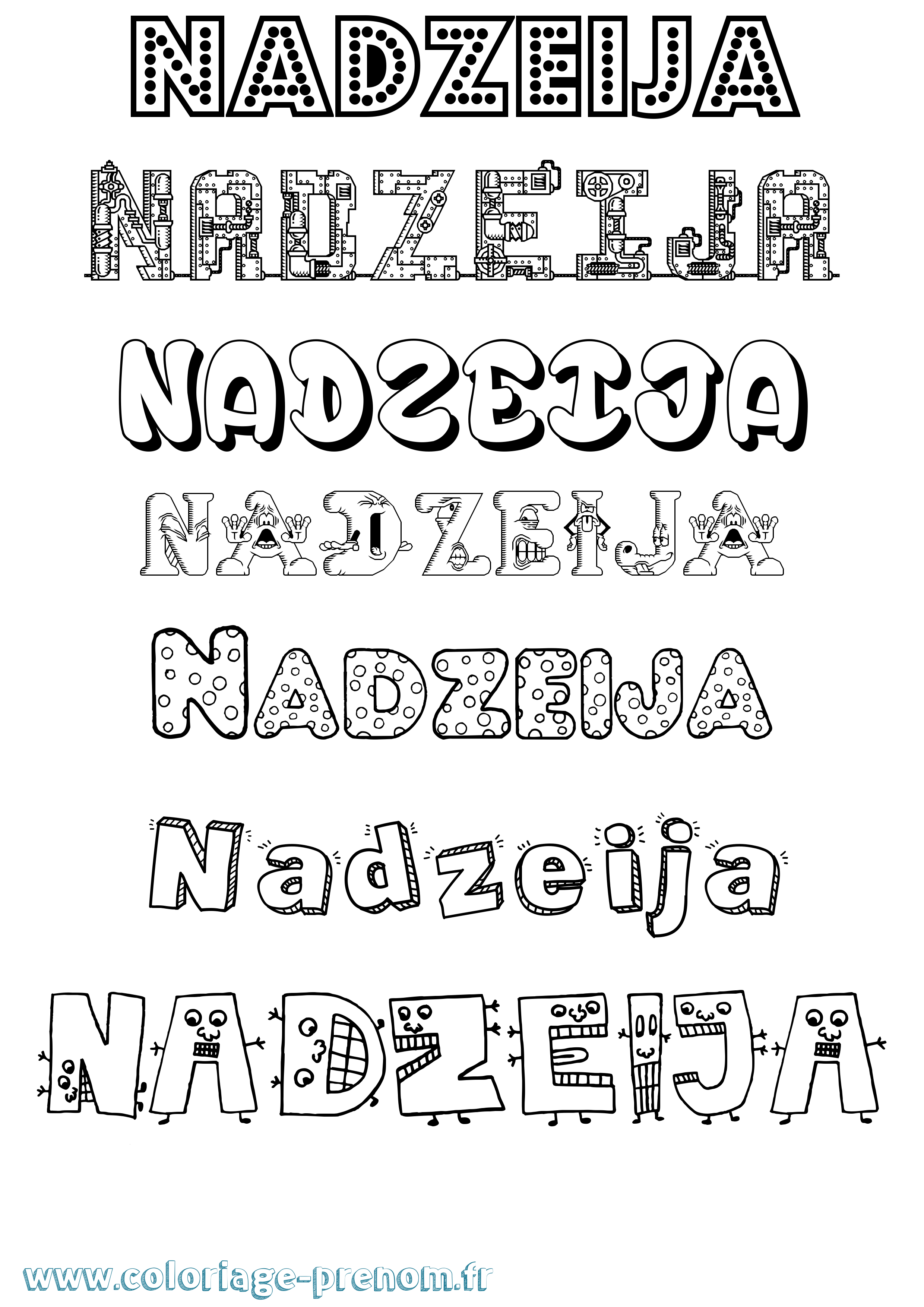 Coloriage prénom Nadzeija Fun