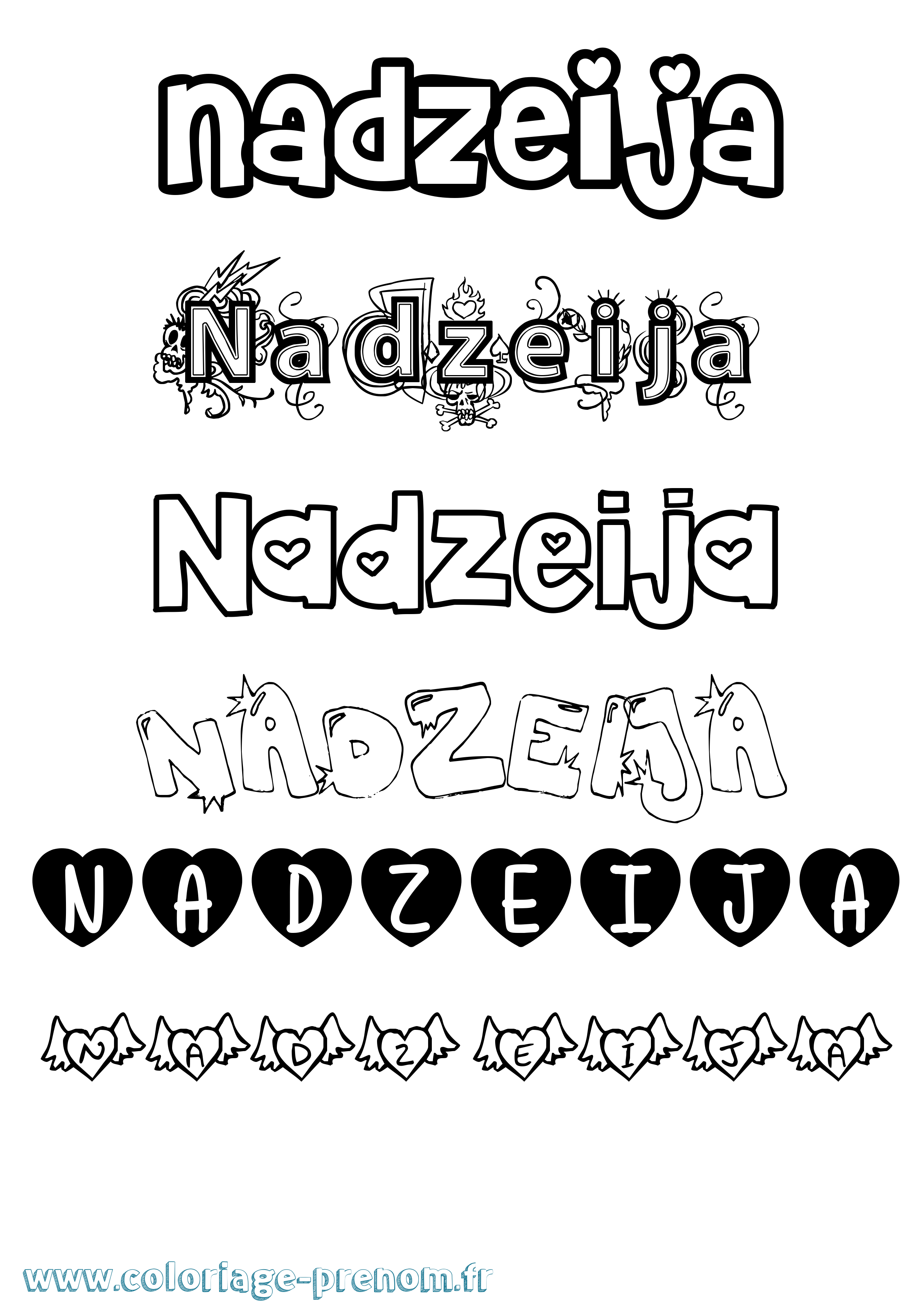 Coloriage prénom Nadzeija Girly