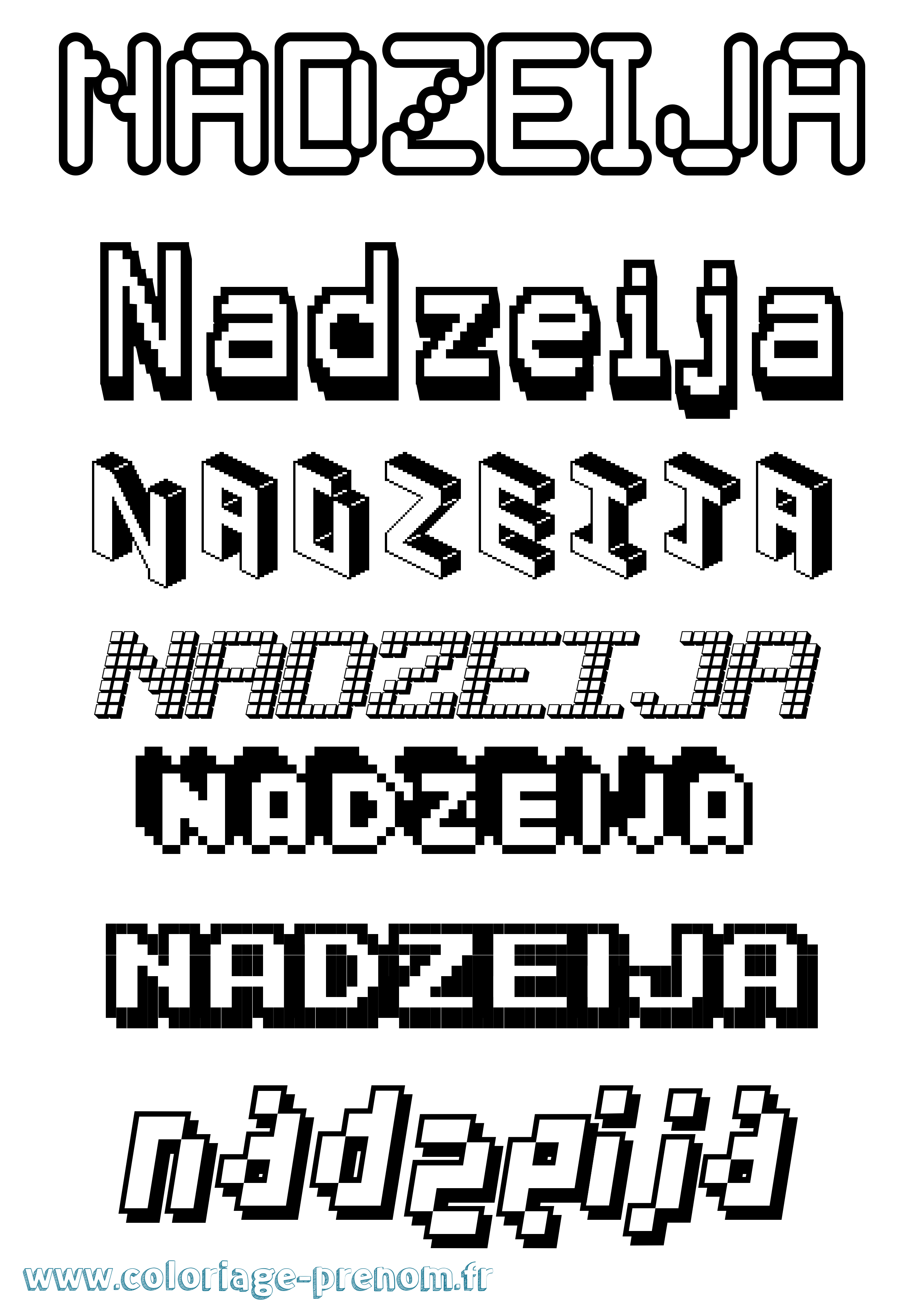 Coloriage Nadzeija Pixel Coloriage prénom Nadzeija Pixel