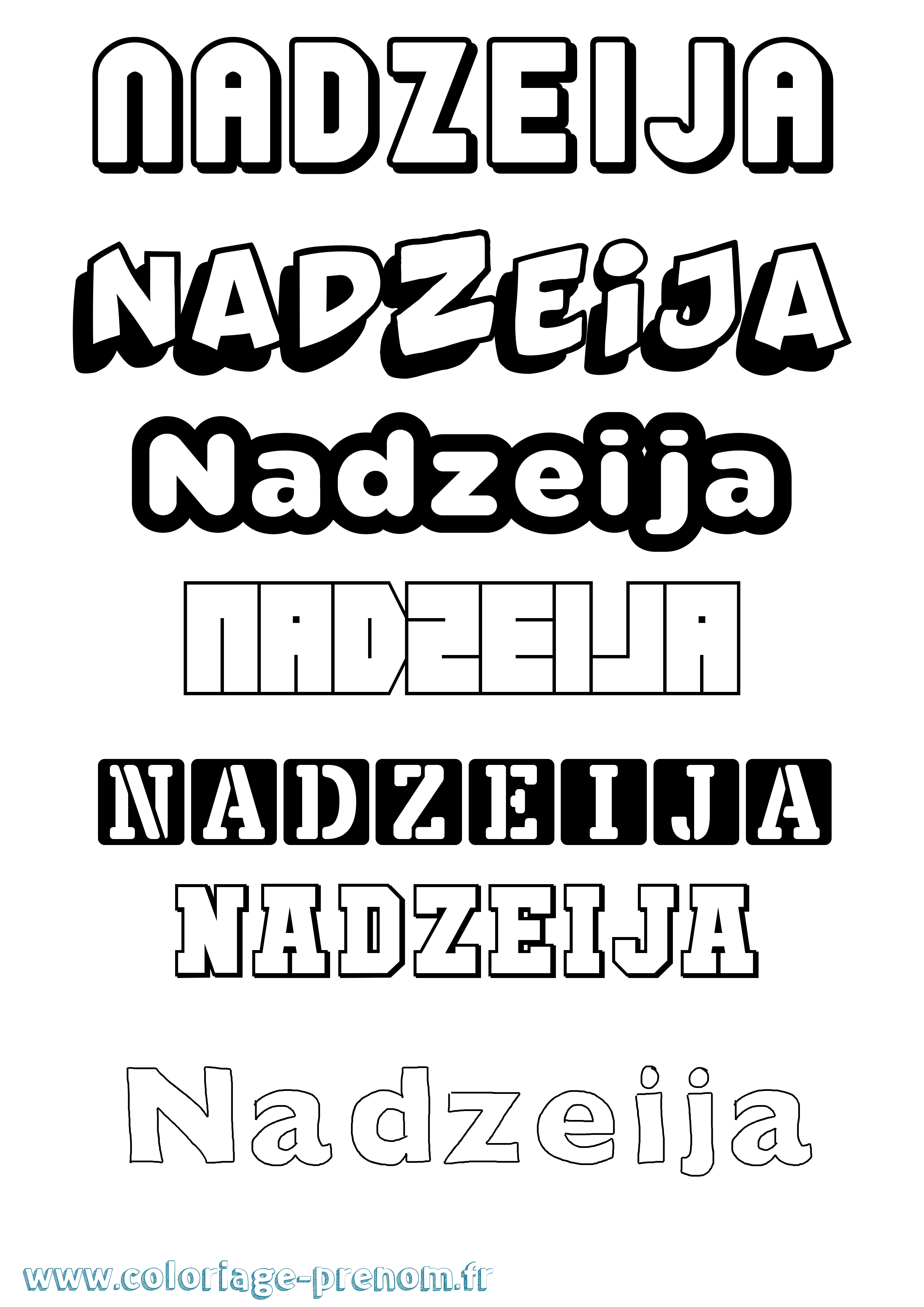 Coloriage prénom Nadzeija Simple