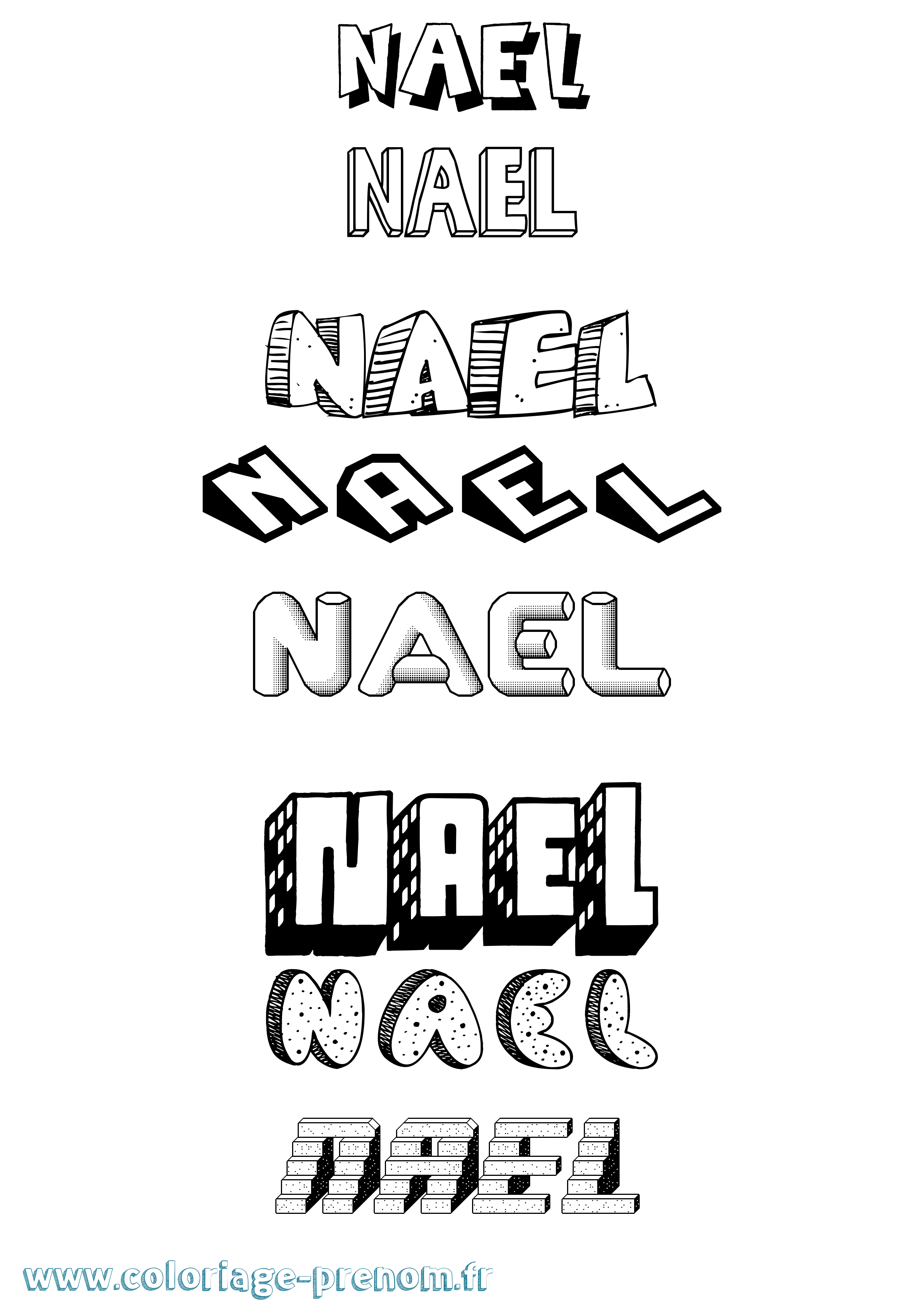 Coloriage Nael Coloriage prénom Nael