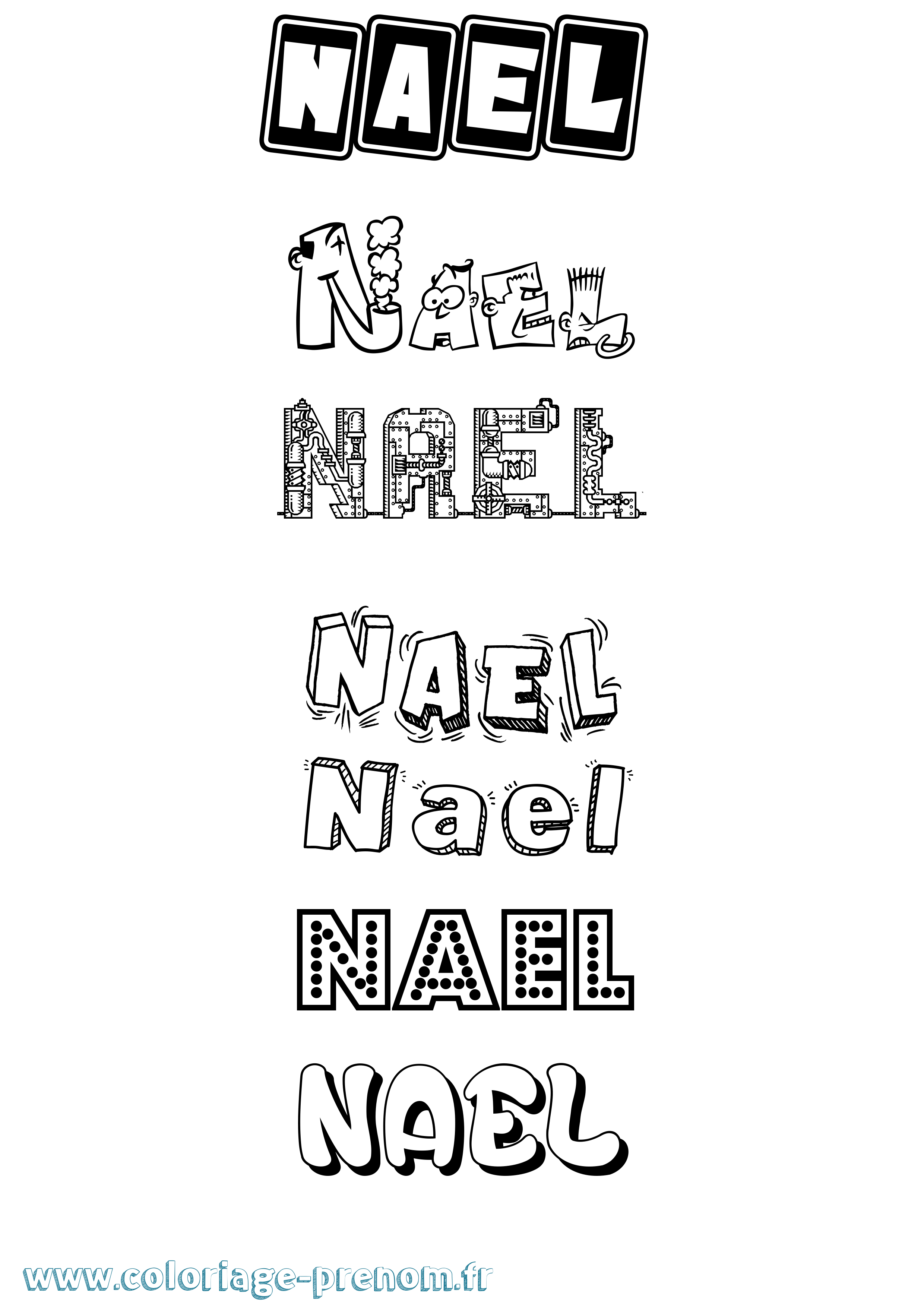 Coloriage Nael Coloriage prénom Nael