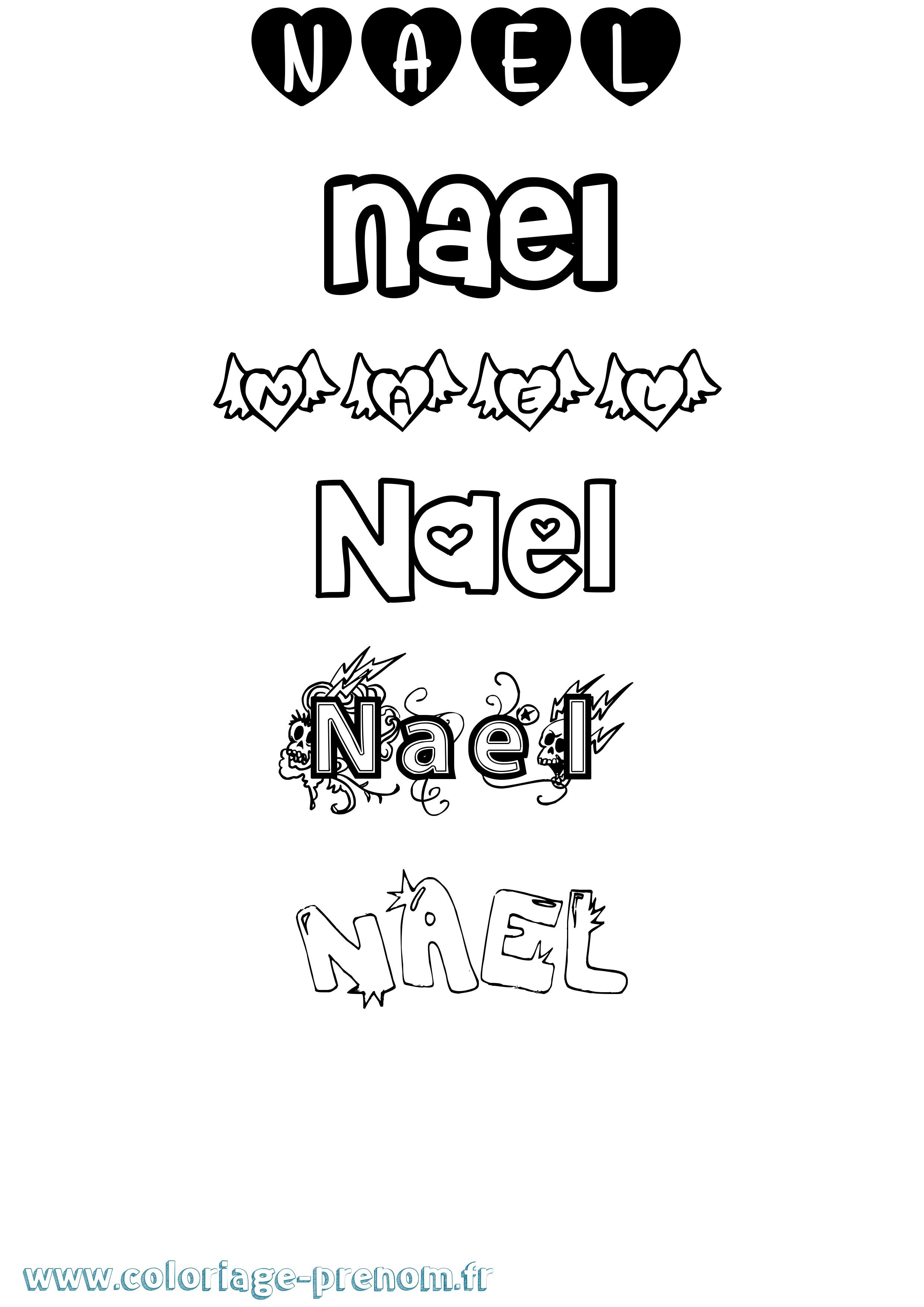 Coloriage prénom Nael