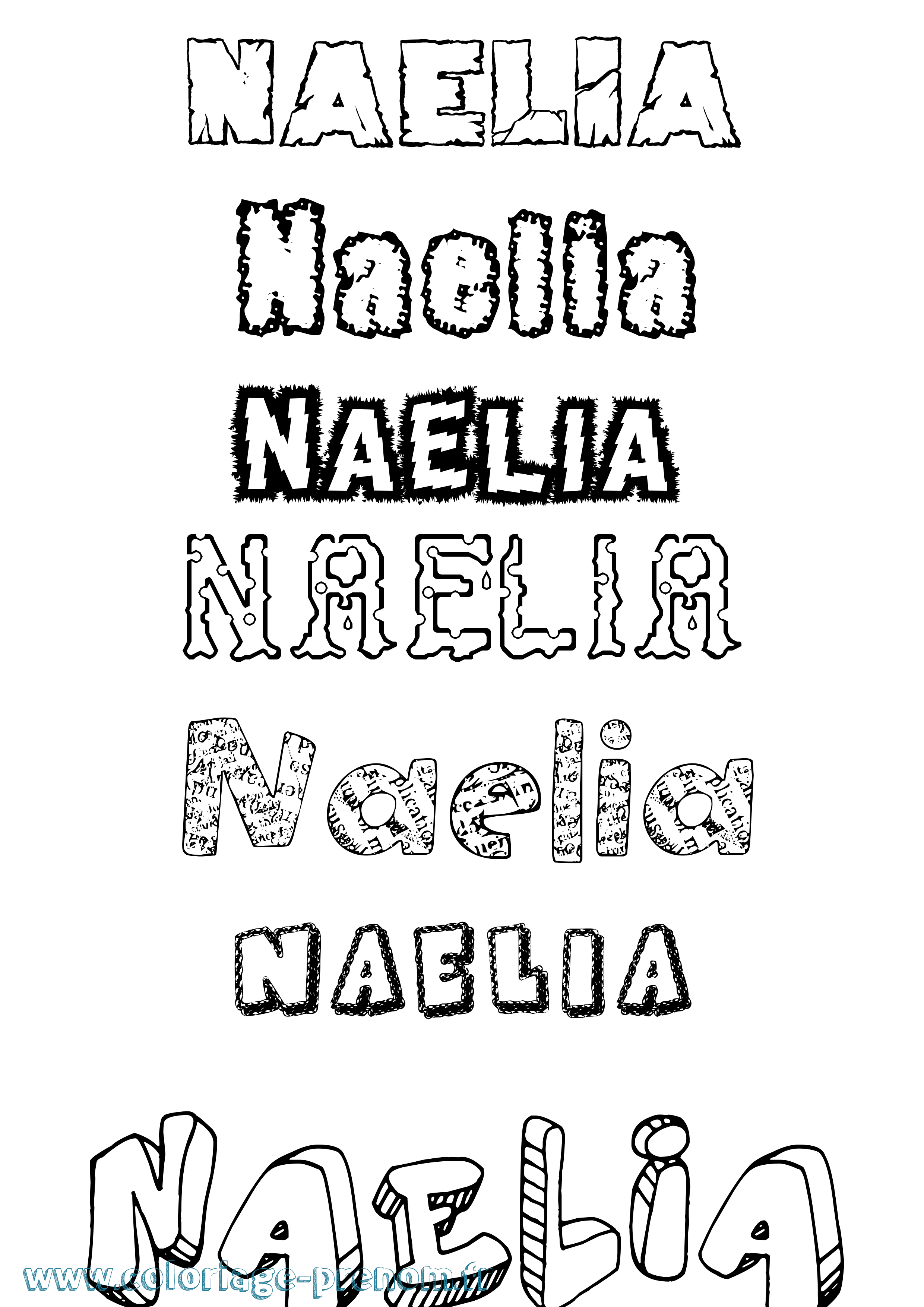 Coloriage prénom Naelia Destructuré