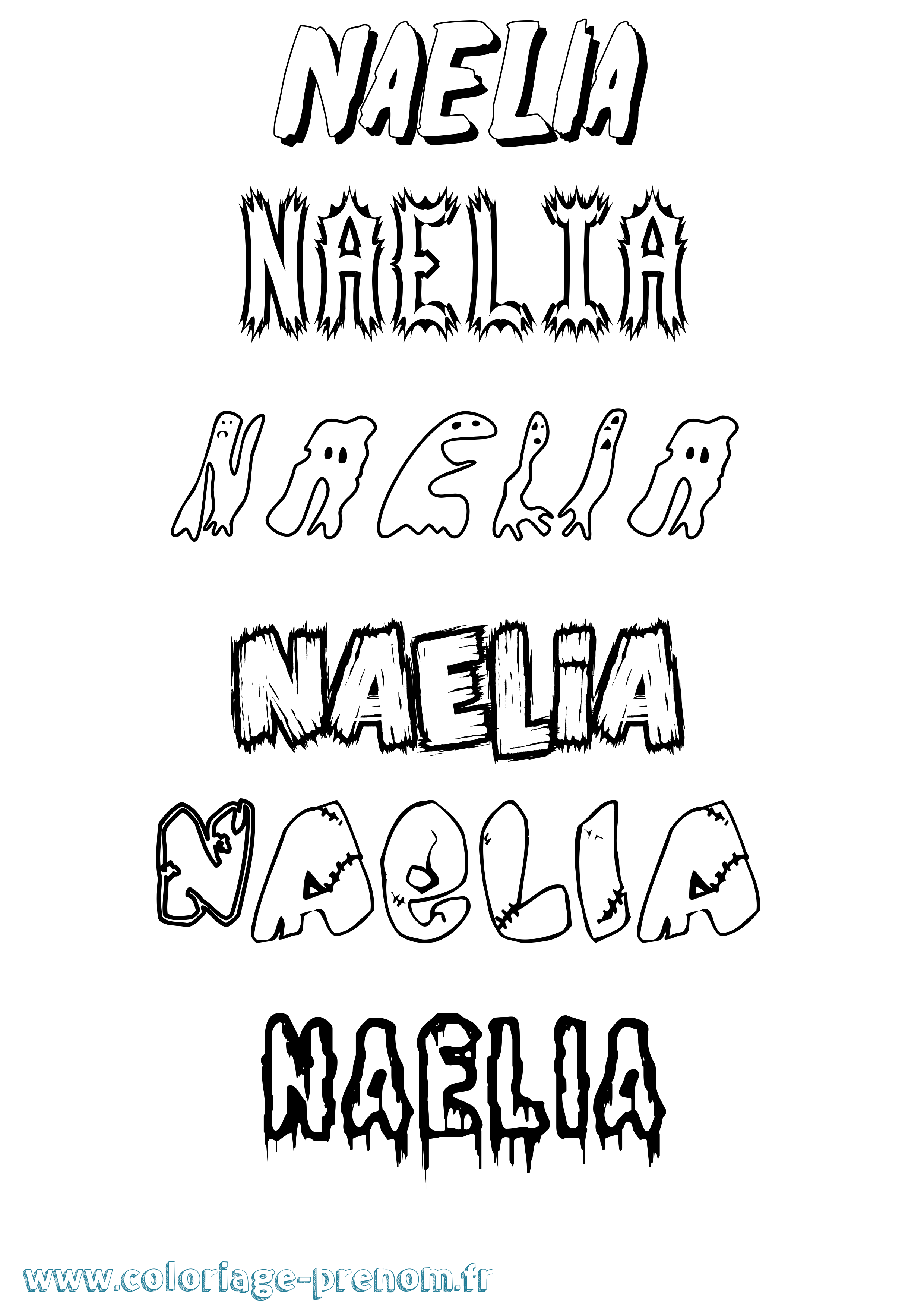 Coloriage prénom Naelia Frisson