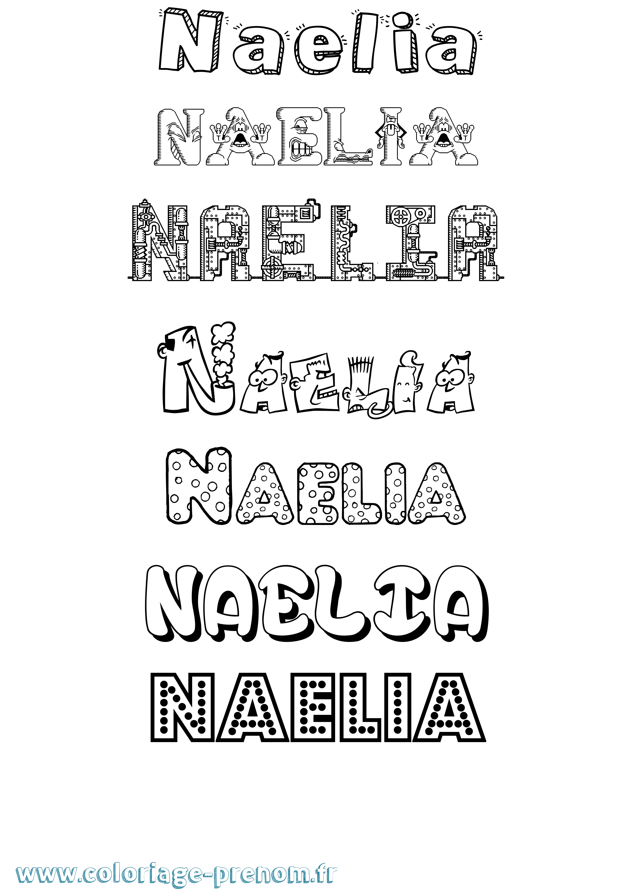 Coloriage prénom Naelia Fun