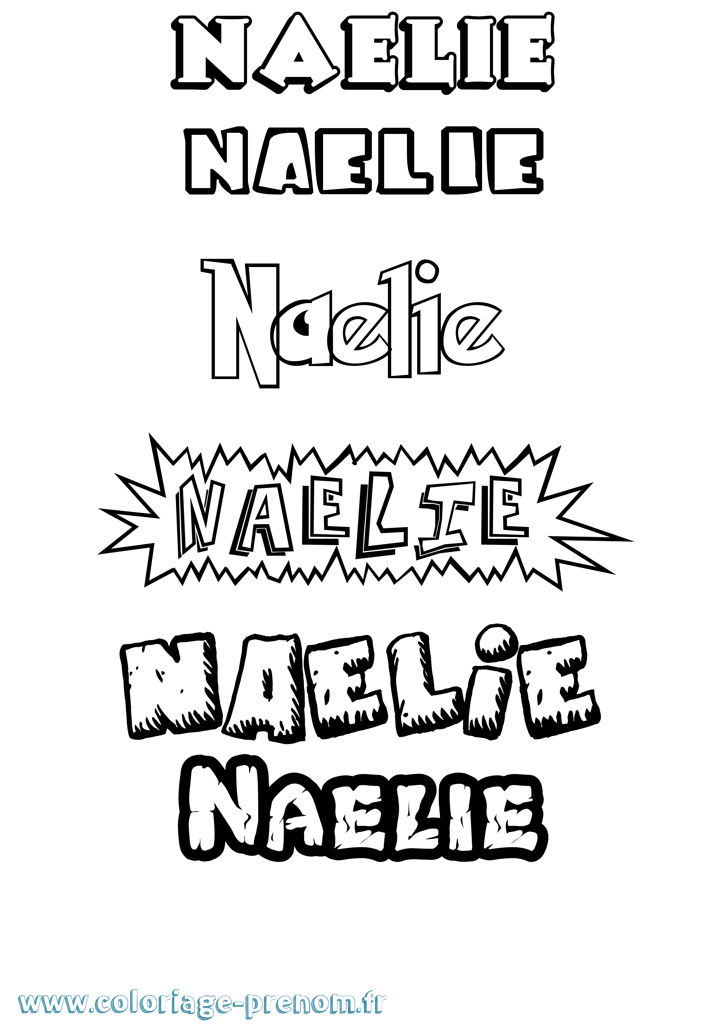 Coloriage prénom Naelie Dessin Animé
