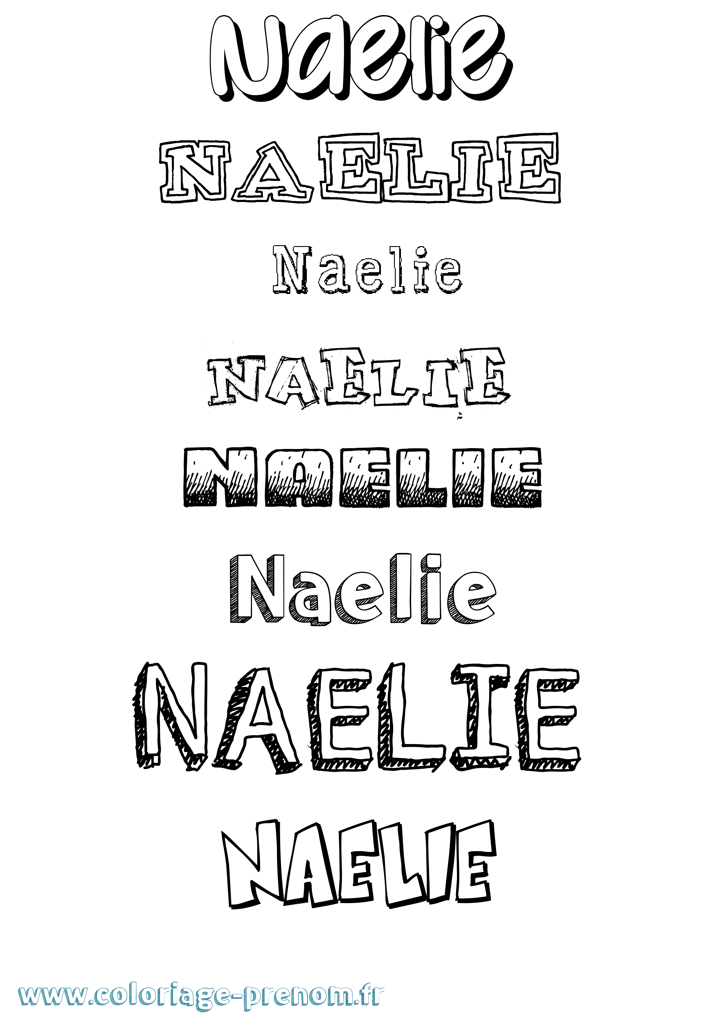 Coloriage prénom Naelie Dessiné