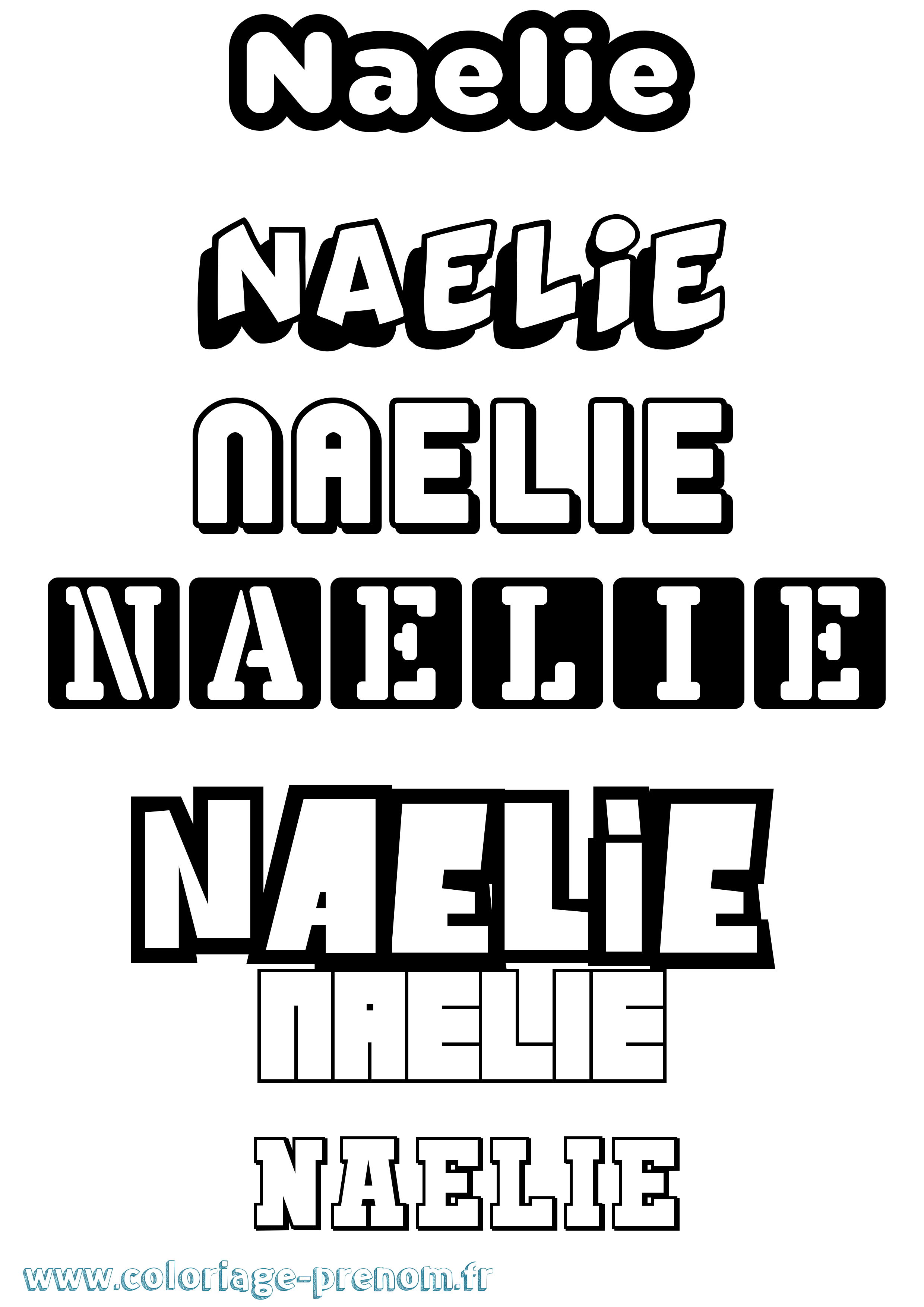 Coloriage prénom Naelie Simple