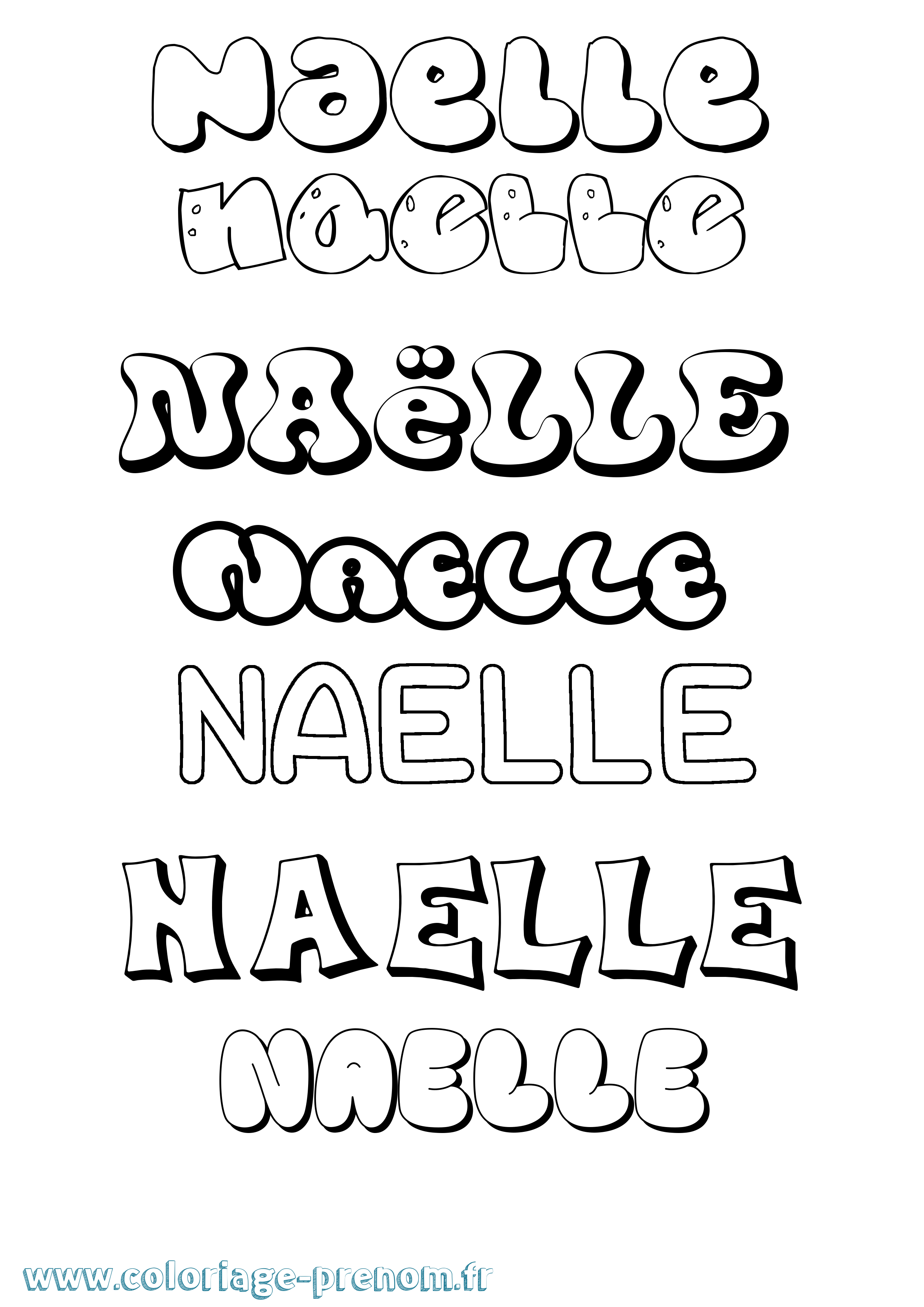 Coloriage prénom Naëlle Bubble